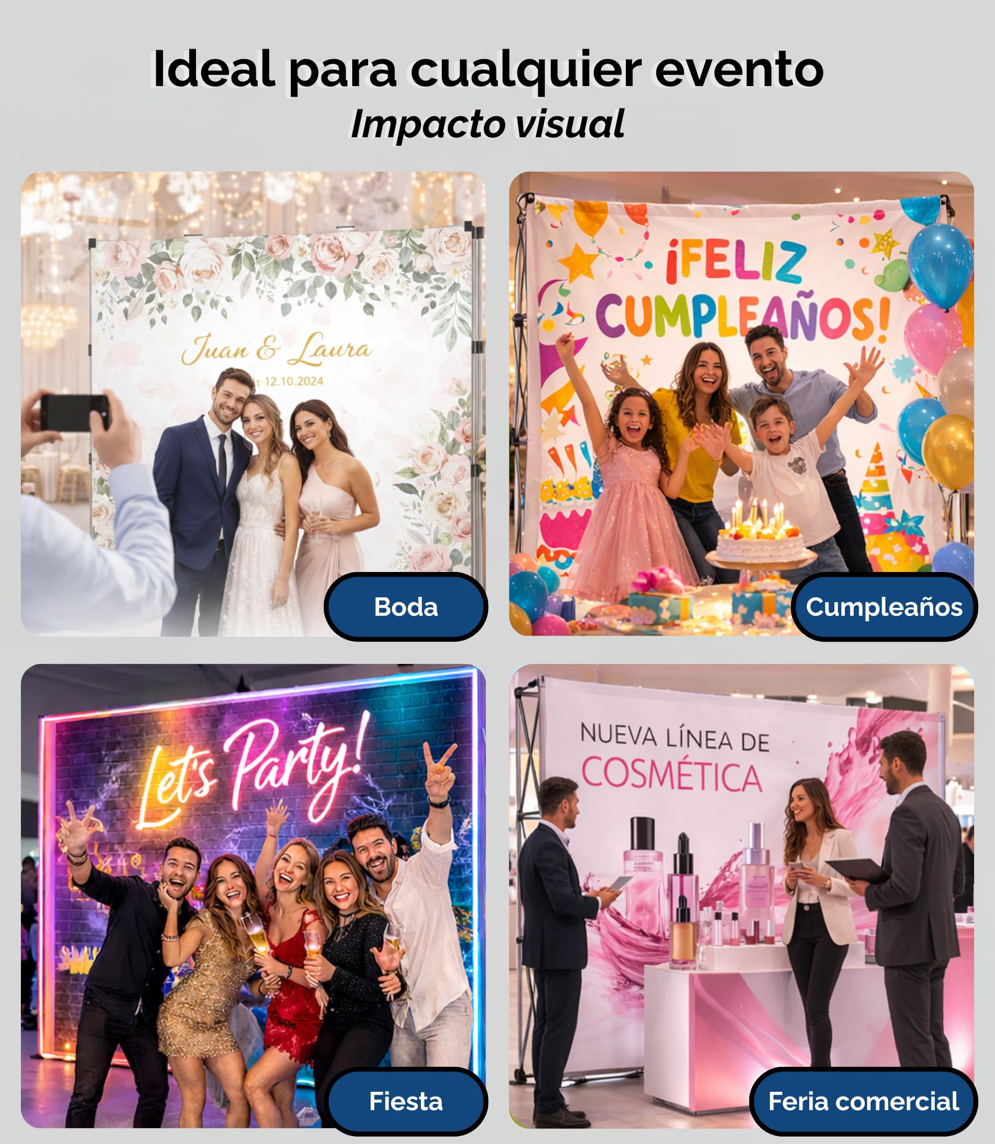 Estructura PHOTOCALL Pop UP de 301x227 cm de Aluminio Plegable, Incluye Bolsa de Transporte - para Utilizar en Eventos, congresos, ferias, Bodas y cumpleaños