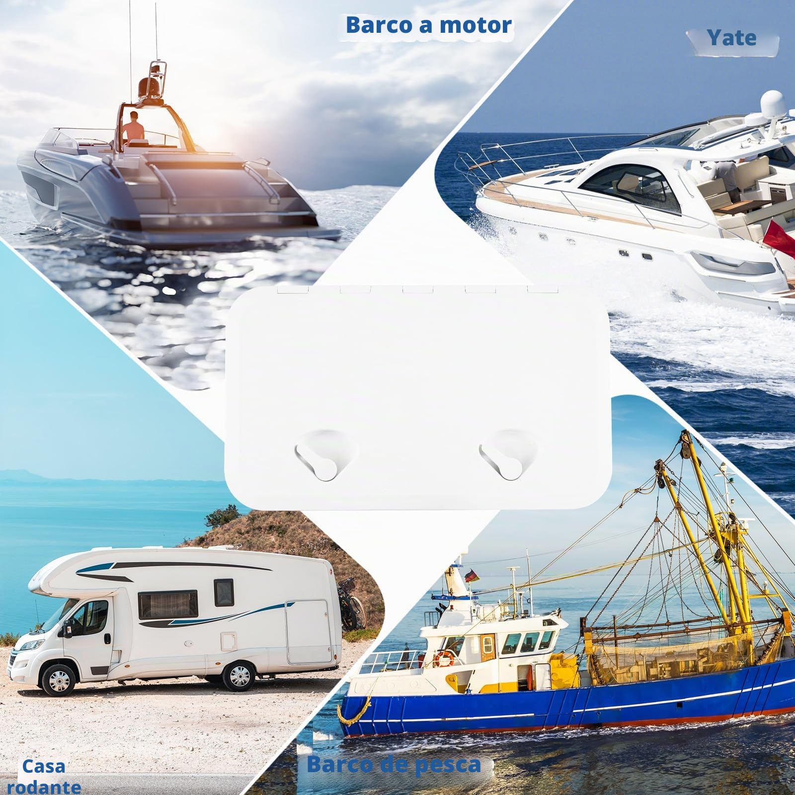 HOMASIS escotilla de plástico para barcos de 60,5 x 35 cm, escotilla de repuesto para barcos con ángulo de apertura de 180°, escotilla de acceso antideslizante y resistente a la intemperie para barcos