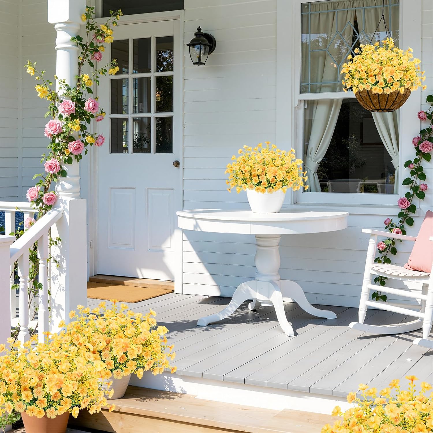 MACTING Artificial Flowers for Outdoors 12 Bundles Fake Flowers UV Resistant No Fade Faux Outdoor Plants for Indoor Outside Planters Patio Garden Porch Yard Window Home Spring Decorations,Yellow - Image 5