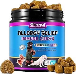 Dog Allergy Relief Treats(Peking Duck Flavor 150 Count)- Allergy Relief immune chews,Hot Spot Treatment for Dogs, Dog Itch Relief, Anti Itch for Dogs,Stop Pawlicking,Itchy Skin, Seasonal Allergies