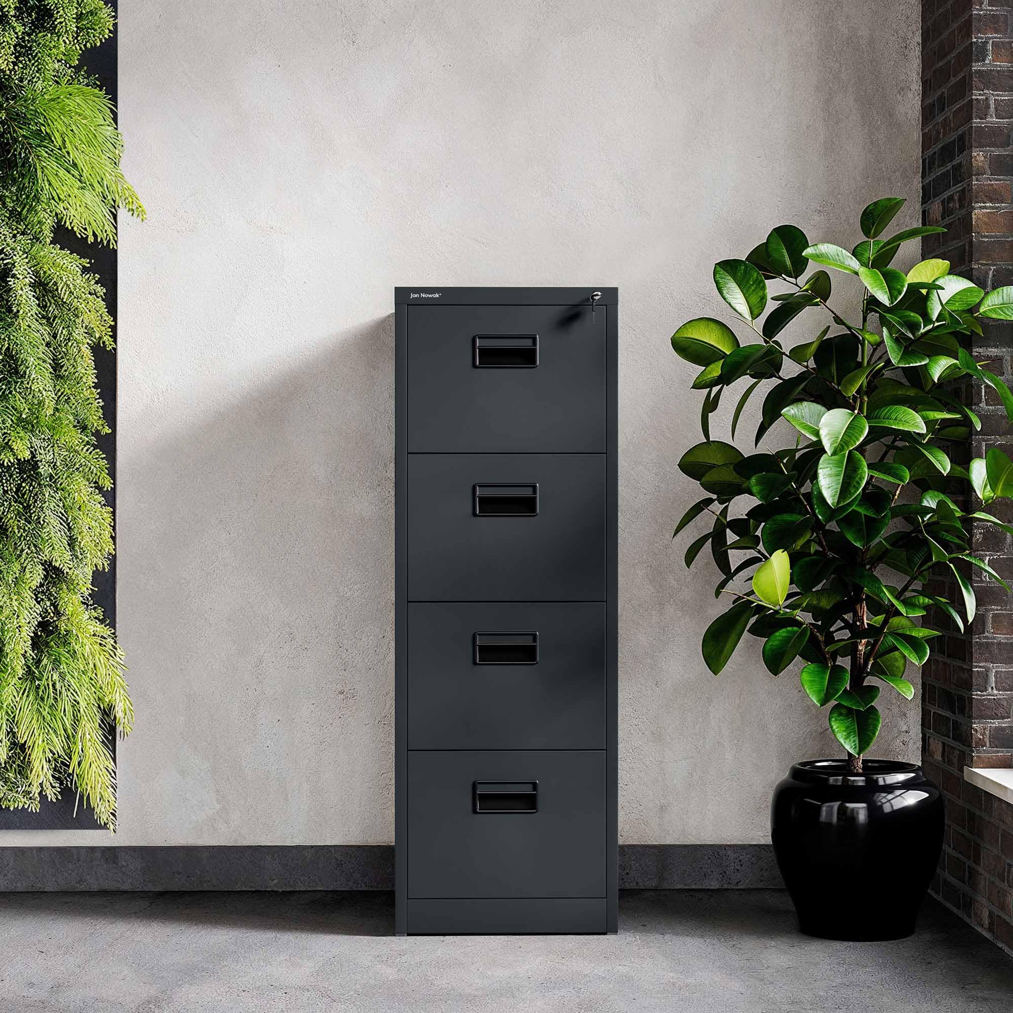 Jan Nowak Armoire pour Dossiers Suspendus Métallique avec 5 Tiroirs Revêtement en Poudre Tôle d'acier Anthracite
