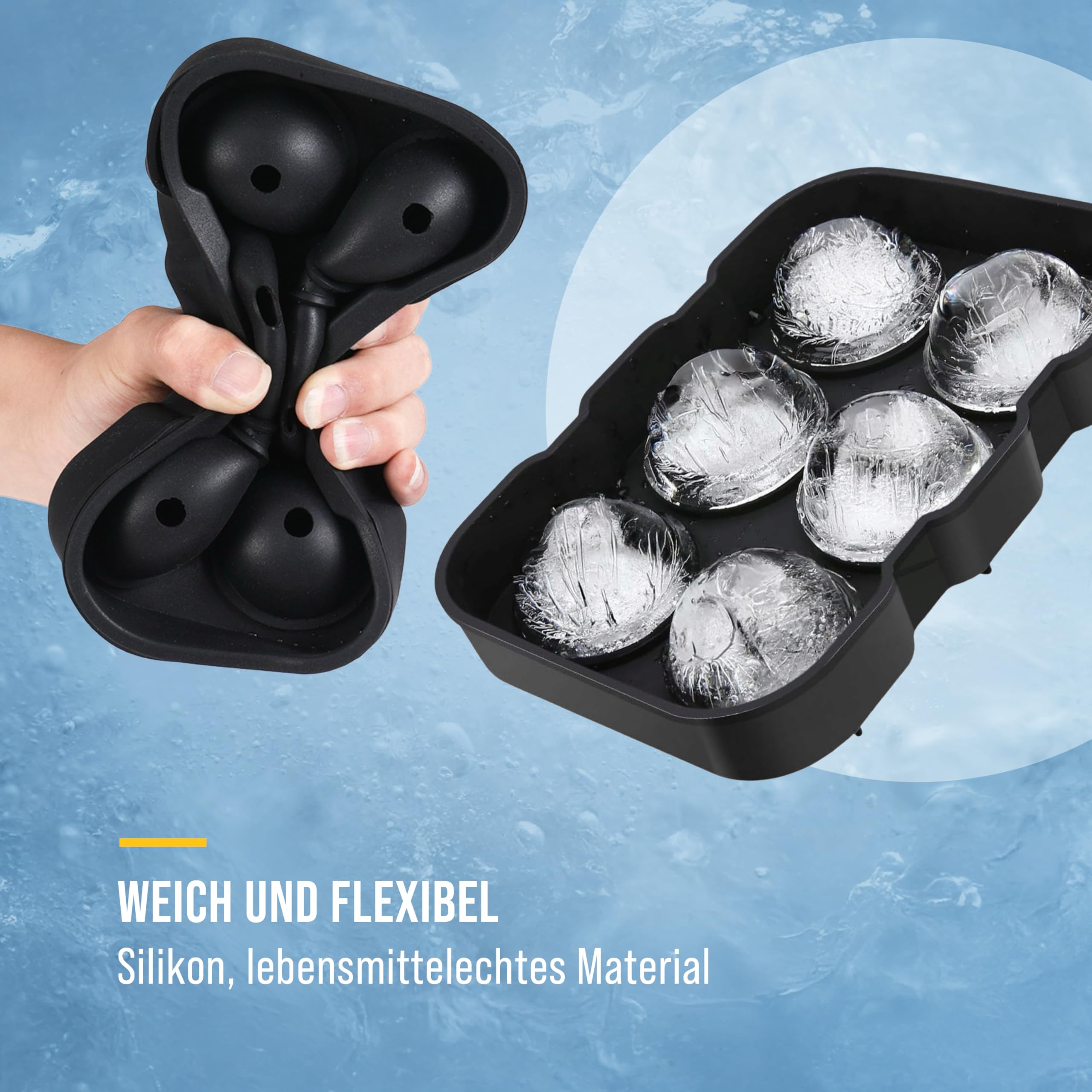 Stampo Sfere Rotondo Theuwnee Stampo Ghiaccio Sferico - 2 Pezzi, Silicone Alimentare, Palline 1.2 Pollici, Per Whisky E Cocktail Sfere Di Ghiaccio Per Cocktail - 10