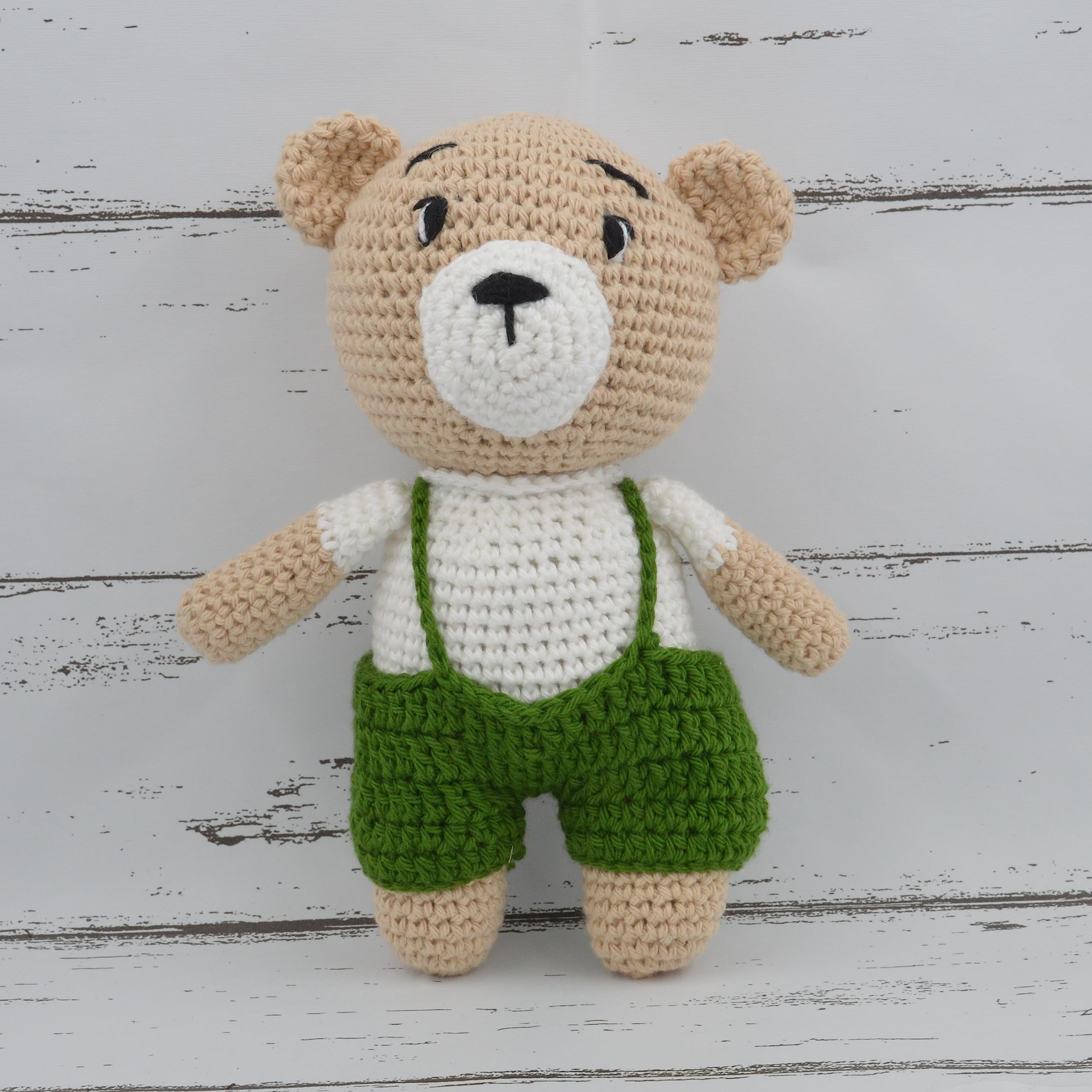 Crochet Bear Doll, Baby boy Shower Gift, Crochet Animals, Amigurumi Toys, Crochet Toys, Stuffed Animals, Stuffed Toys, Teddy Bear in Green Pyjamas, Plush Teddy, Gift for Newborn