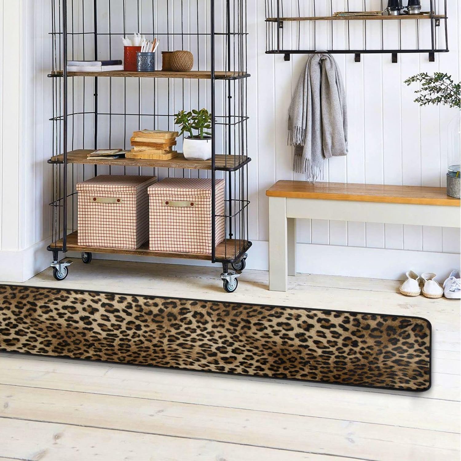 xigua Vintage Leopard Print Area Rug - 2' x 6' Washable Runner Rugs with Rubber Backing - Non Skid Floor Carpet for Indoor Living Room Hallway Kitchen