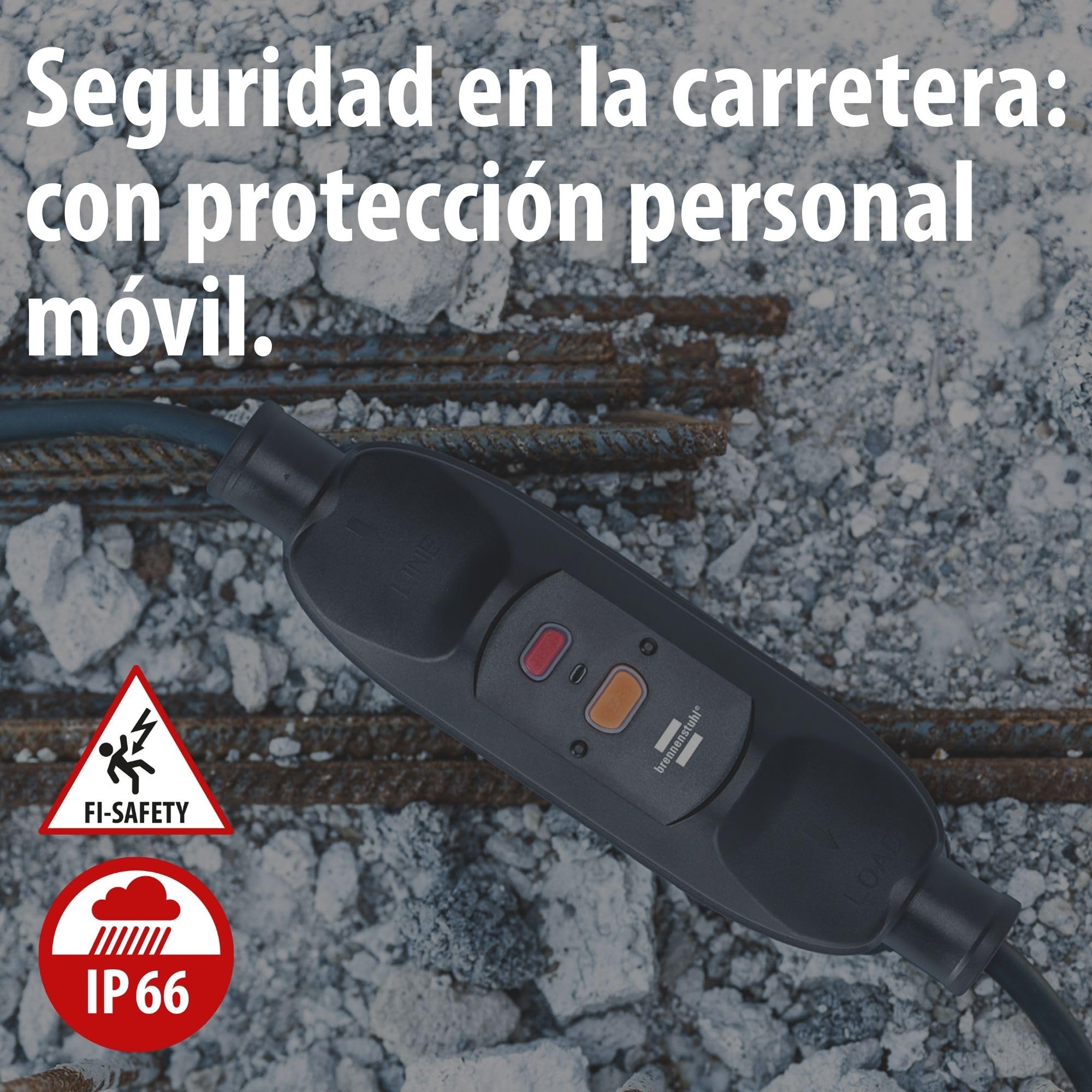 Brennenstuhl PRCD Disyuntor de protección personal móvil BDI-Z 1 10 IP66 para montaje de cables (con RCD para uso en exteriores 10mA, desconexión bipolar)