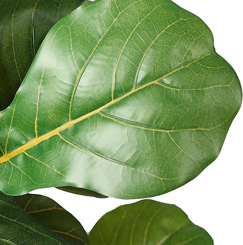 Miniatura 5 de Higuera artificial de hoja de violín de 5 pies, árbol de hoja de higuera falsa con maceta de plástico para el hogar, oficina, sala de estar, plantas