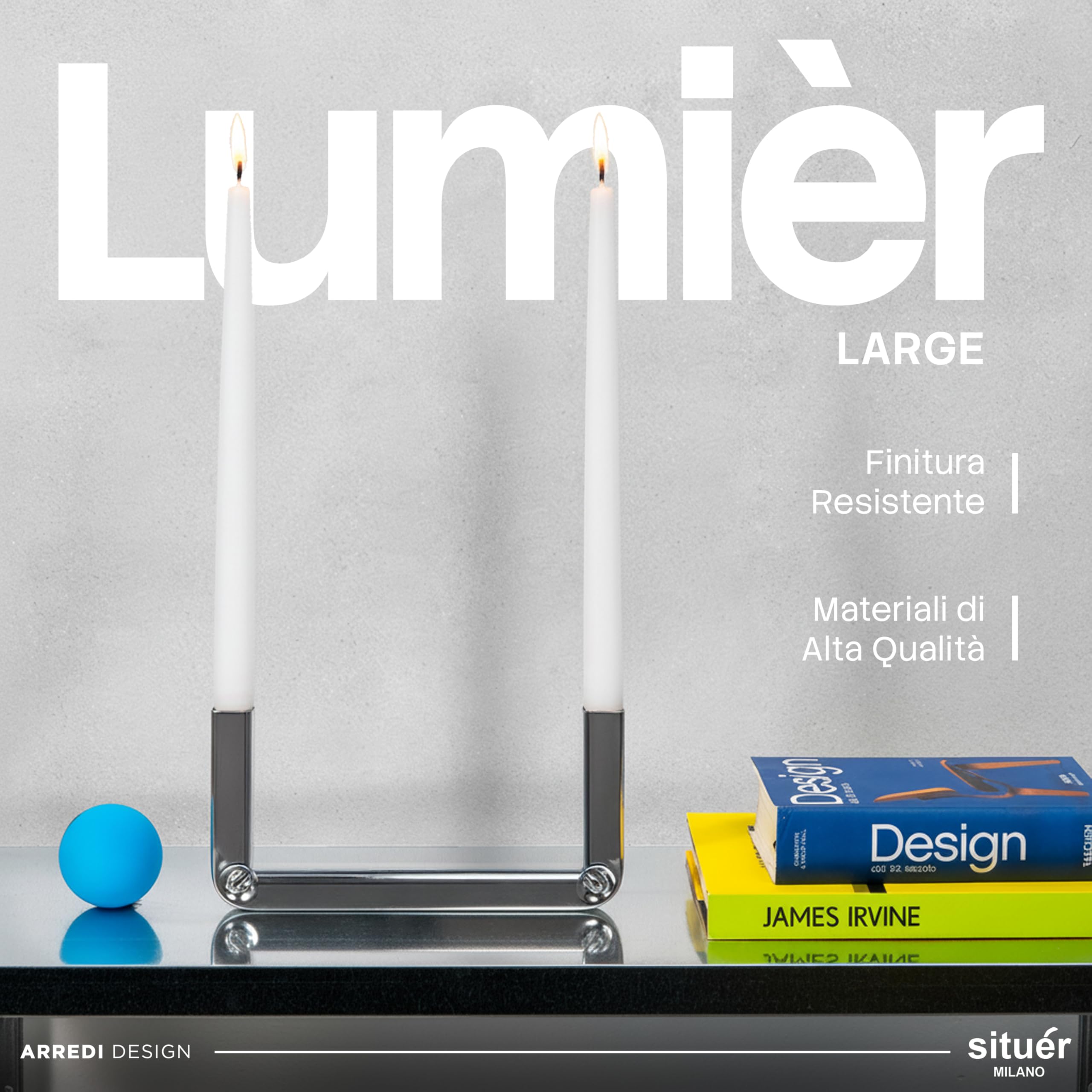 Situér Milano Lumiér Porta Candele da Tavolo 25x12cm di Design in Acciaio Cromato con Piega Brevettata - Candelabro Centrotavola Minimal e Moderno Made in Italy