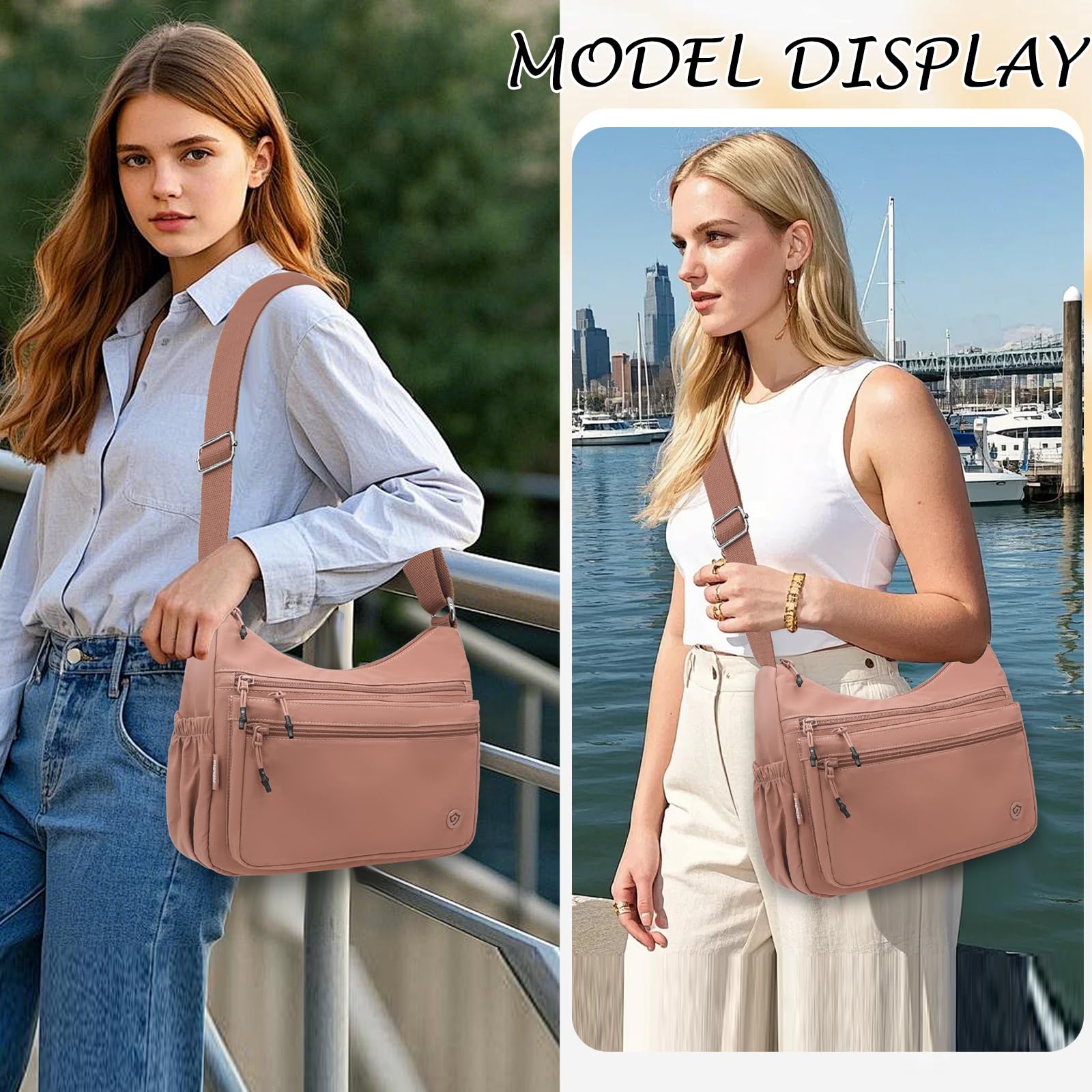REETEE Borsa Tracolla Donna Nylon Borsetta Tracolla Donna Impermeabile Borsa a Spalla Multitasche Crossbody Bag per Lavorare Shopping Festa
