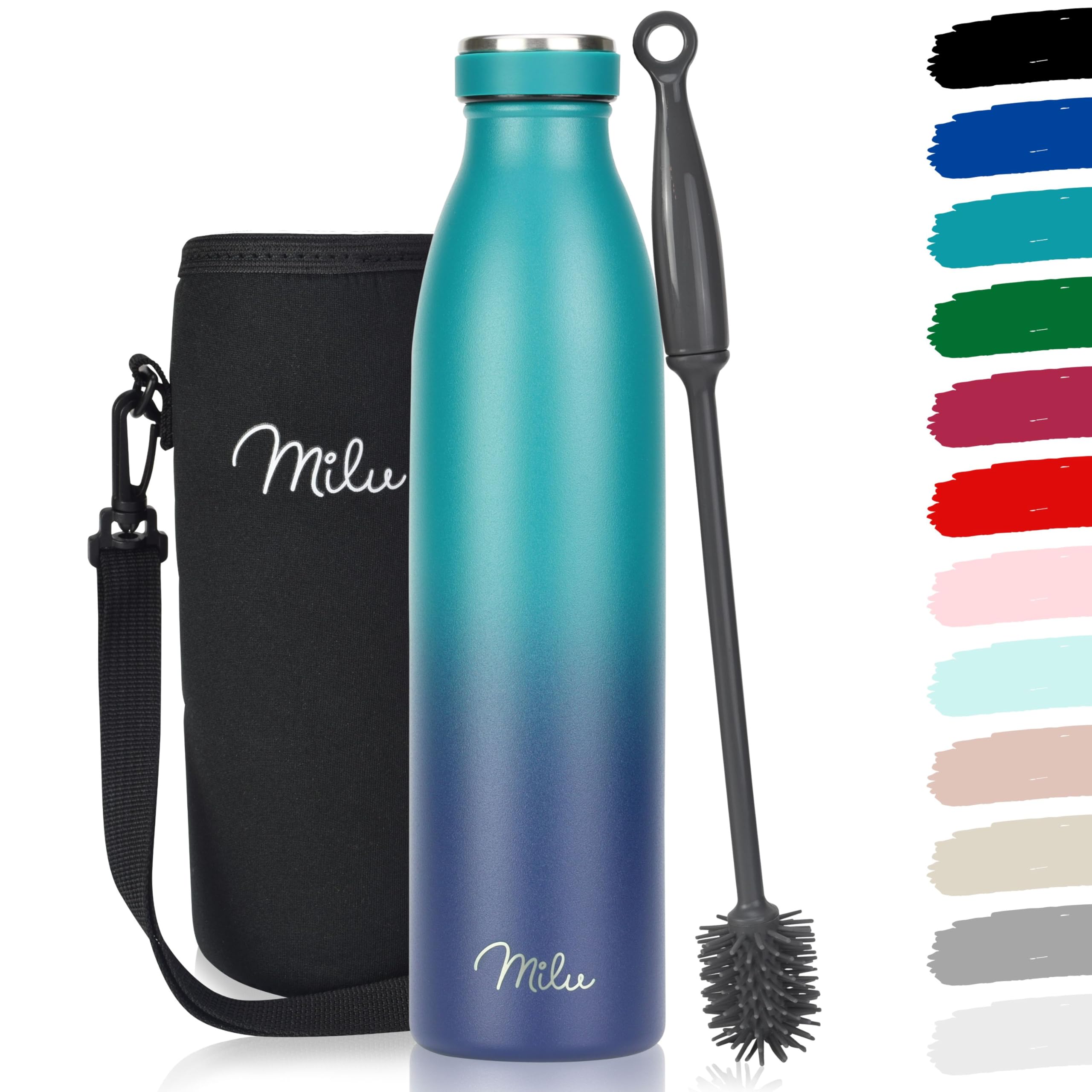 Milu Stainless Steel Drinking Bottle 350 ml - Insulated Thermo Flask for Water - Leak Proof, Insulated and Double Walled, Carbonated (Grey, 350 ml) — view 37