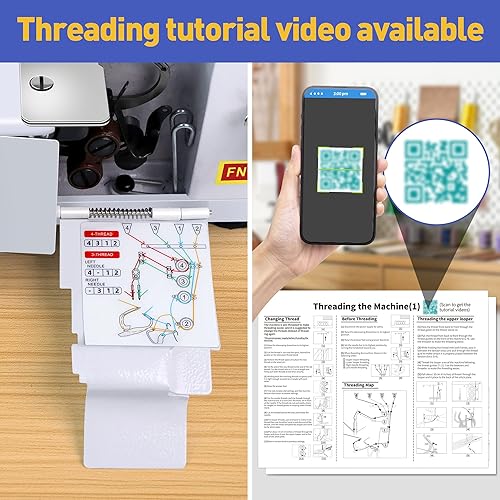 Miniatura 3 de KPCB Máquina de coser Serger con luz LED mejorada y kit de accesorios, máquinas de overlock de marco de metal duradero de alta resistencia