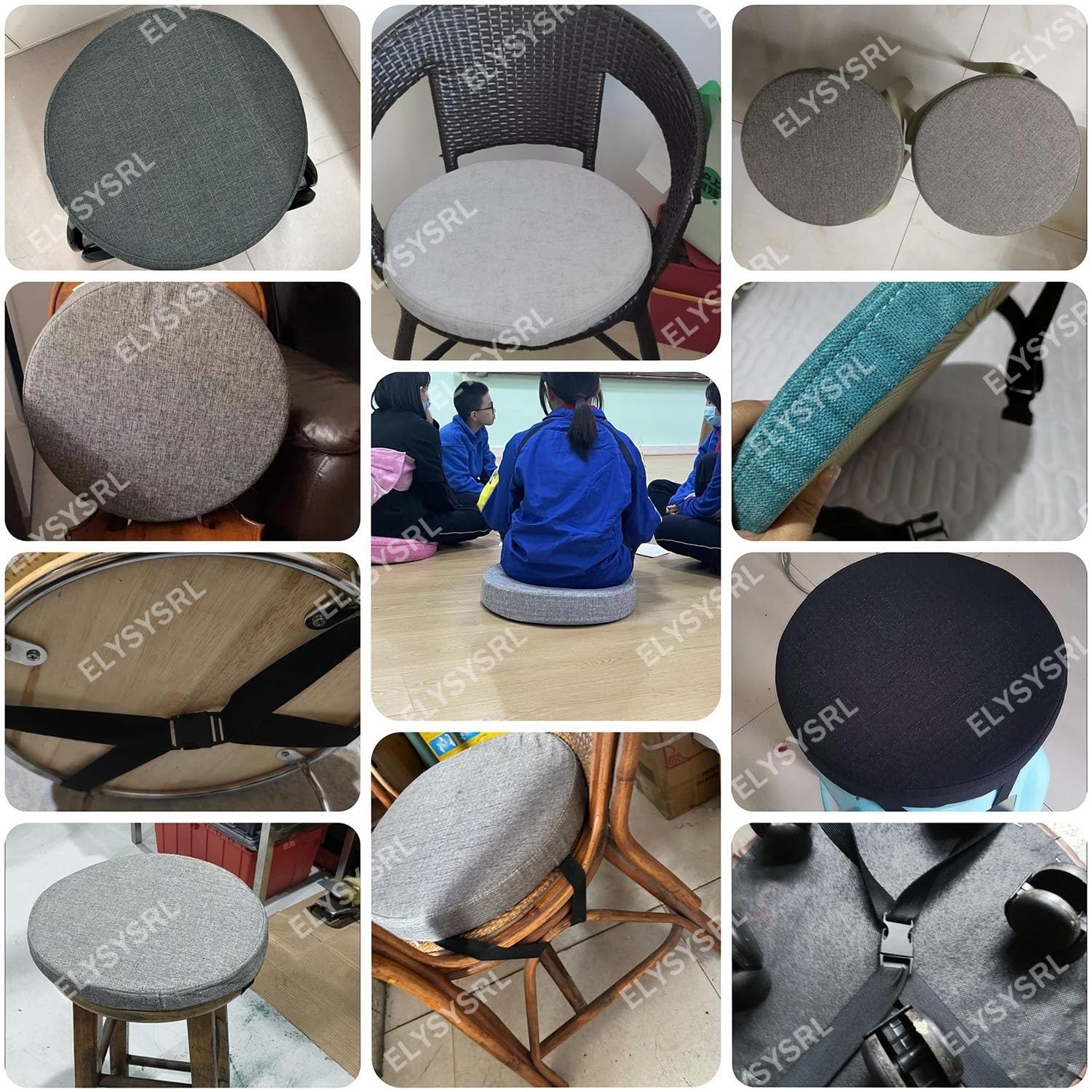 Galette De Chaise Antidérapant De Diamètre 28cm/33cm/38cm/43cm/48cm, Coussins De Siège En Cuir Imperméable, Coussin De Chaise De Salle À Manger Pour Tabouret Rond ( Color : Rubber Red , Size : 33*33*3