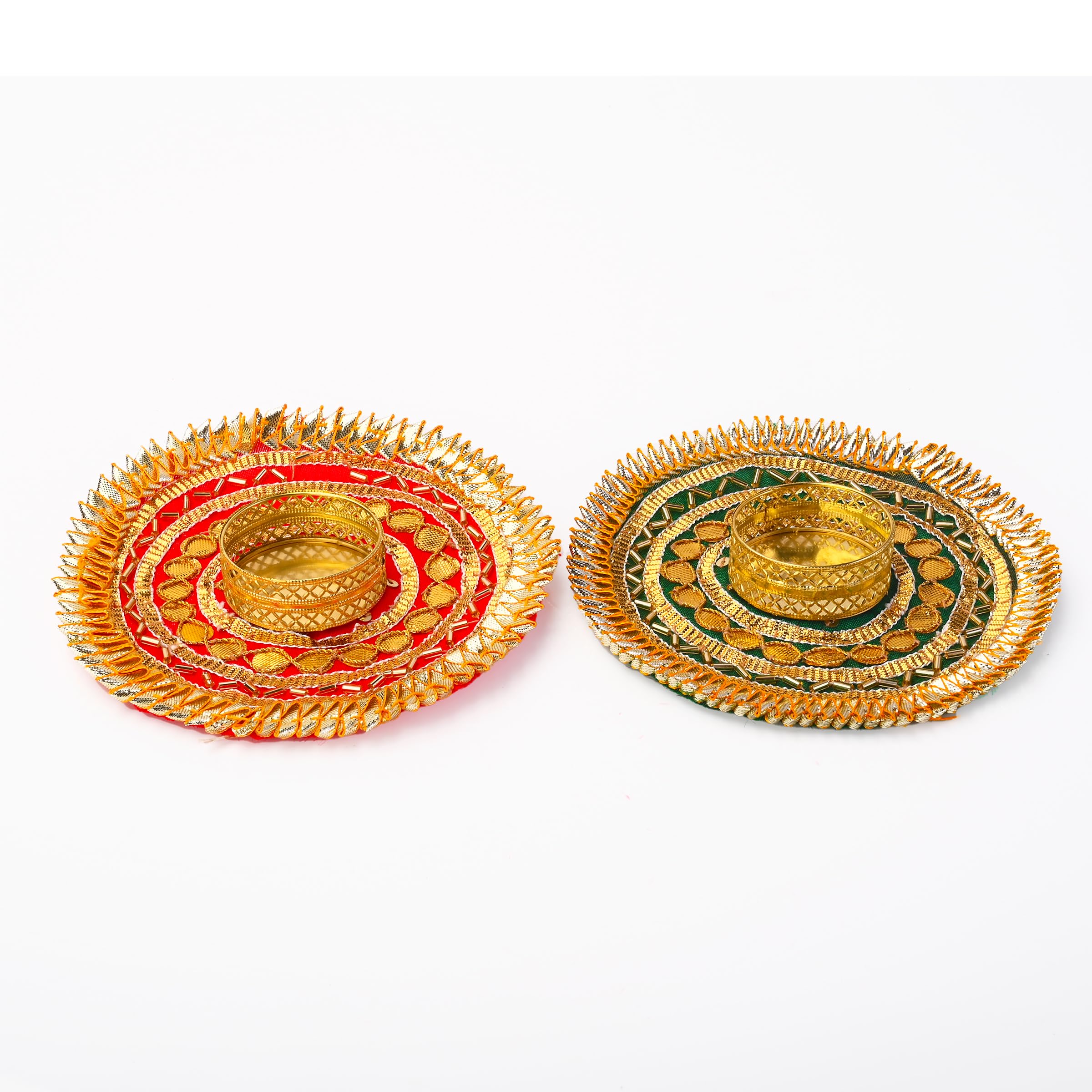 Tarini Gallery Tealight Holder Set of 2, Lucky Charm Candle Stand, Red & Green, Ceramic, Festival Decor, Celebratory Occasions - Image 4