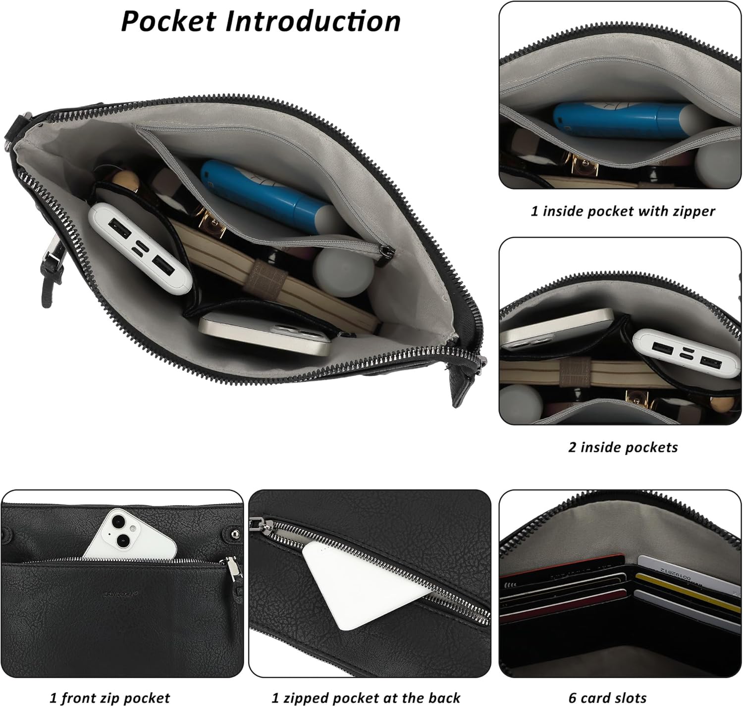 TANTOMI Vegan Leather Crossbody Bags for Women Hobo Travel Purse with Guitar Strap Trendy Women's Handbags with 6 Card Slots - Image 4