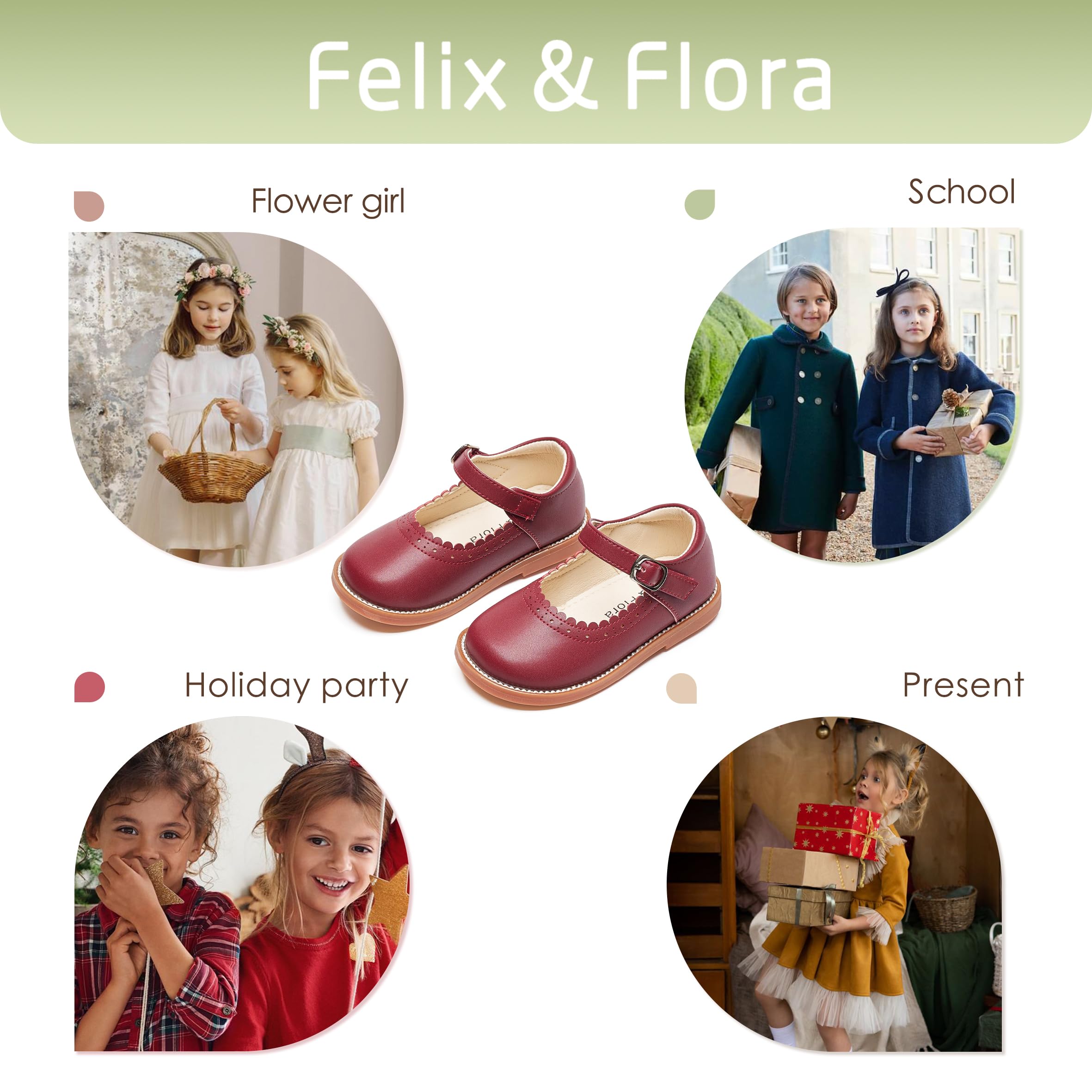 Felix & Flora Toddler Little Girl Mary Jane Dress Shoes - Ballet Flats for Easter Flower Girl Party School Shoes.