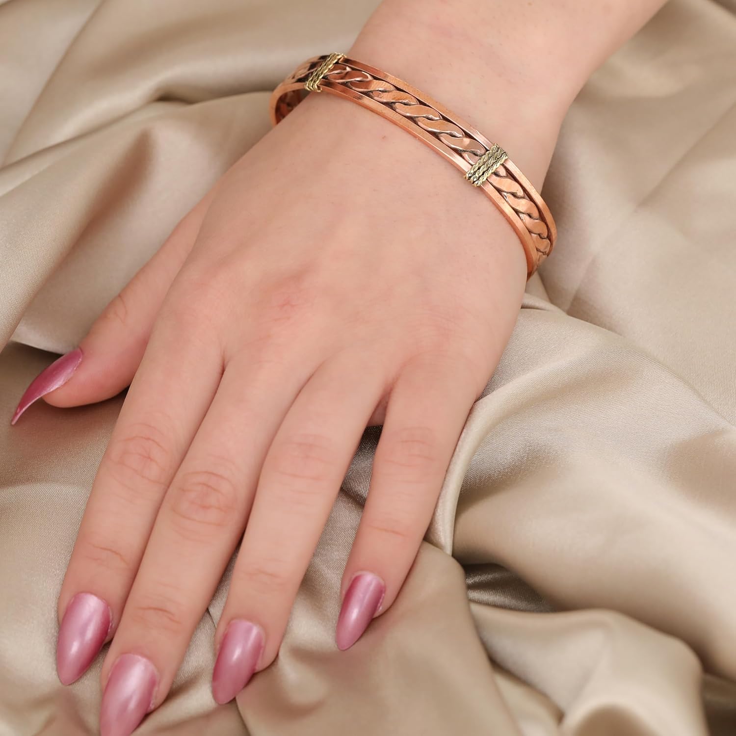Handmade Elegant Copper Bracelet for Women - Pure Copper Bracelet for Pain Relief and Stress Relief - Adjustable Entwisted Copper Bracelet to Fit many Size Wrist (thick twisted)