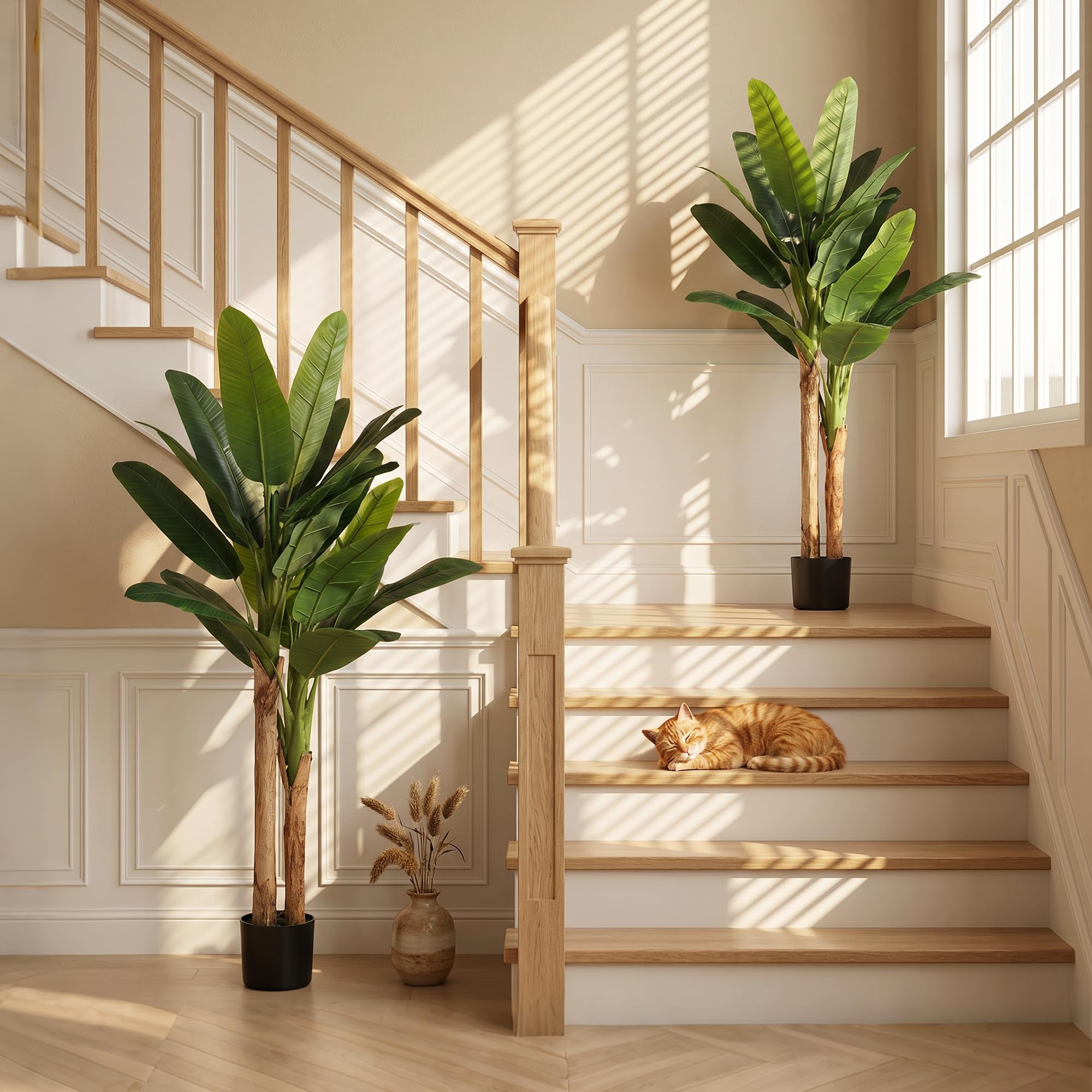 HOMCOM Lot de 2 Plantes Artificielles Intérieures 150 cm Bananier en Pot