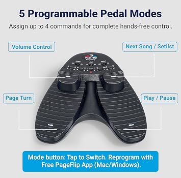 Dragonfly Bluetooth Page Turner Quad Pedal for Sheet Music Apps | For iPad, Android & PC Hands-Free Sheet Music Control Works with forScore, OnSong, MobileSheets & 100+ Music Apps