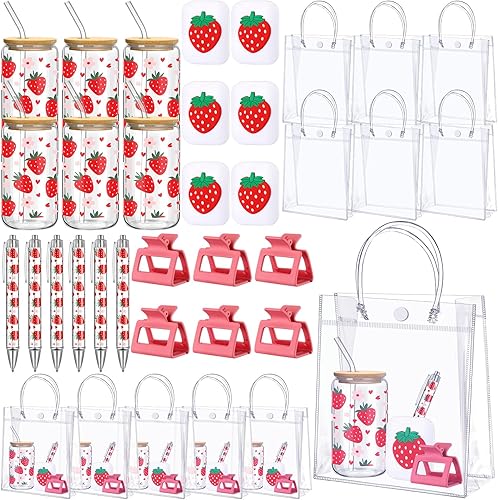 Miniatura 9 de Juego de 6 premios para baby shower para jugadores, lazo rosa, vasos de 17 onzas con tapas, pajitas, espejos de lazo rosa, bolígrafos, pinzas para