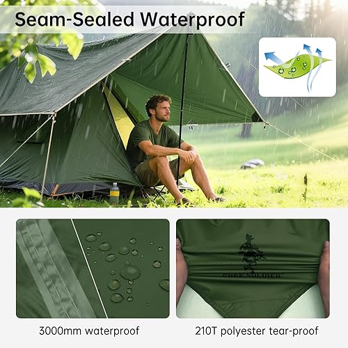 Miniatura 3 de FREE SOLDIER Lona de camping impermeable portátil multifuncional para acampar al aire libre, toldo de viaje, refugio para mochileros, lona para