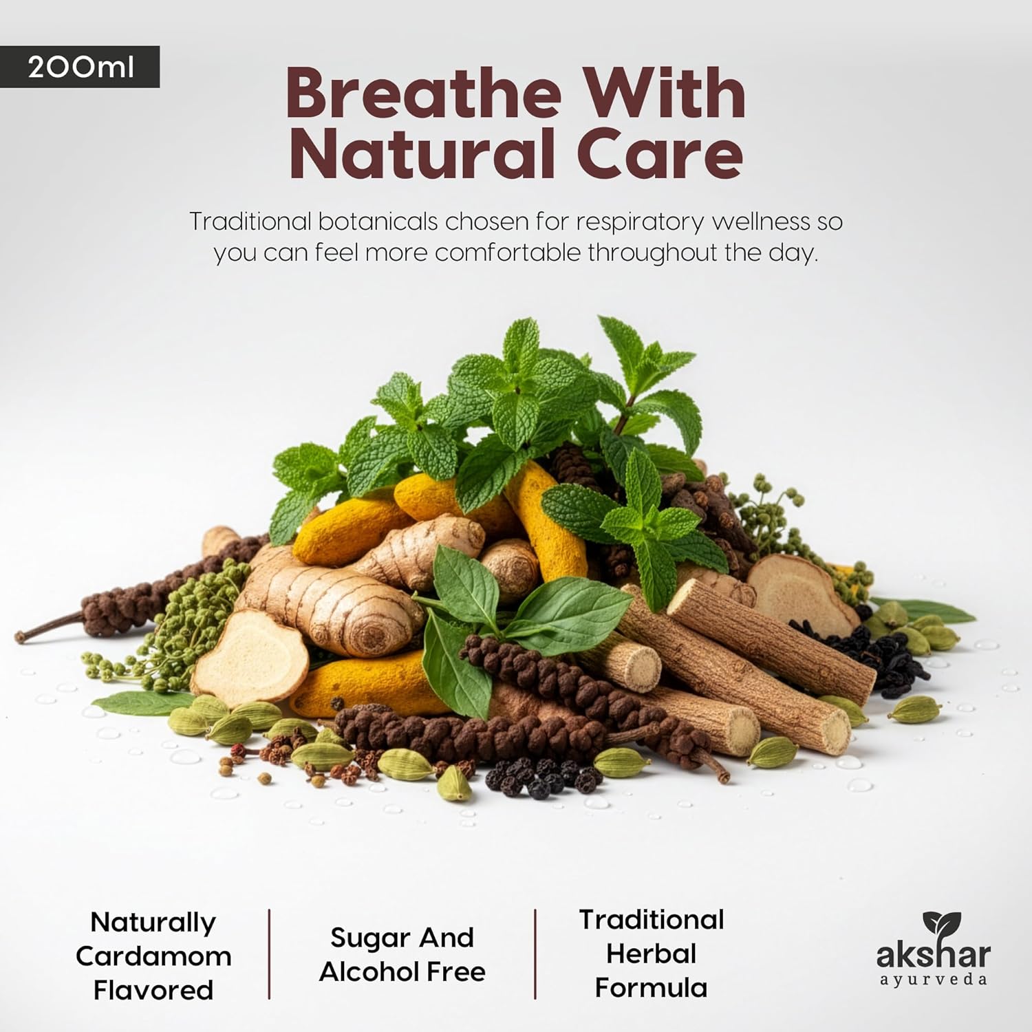 AKSHAR Ayurveda - Tulsin Syrup, Natural Cough Syrup with Licorice, Ginger, Turmeric, Basil, Malabar Nut - Respiratory Lung Health Supplements, Mucus Relief & Bronchial Wellness Syrup (2 Pack) - Image 5