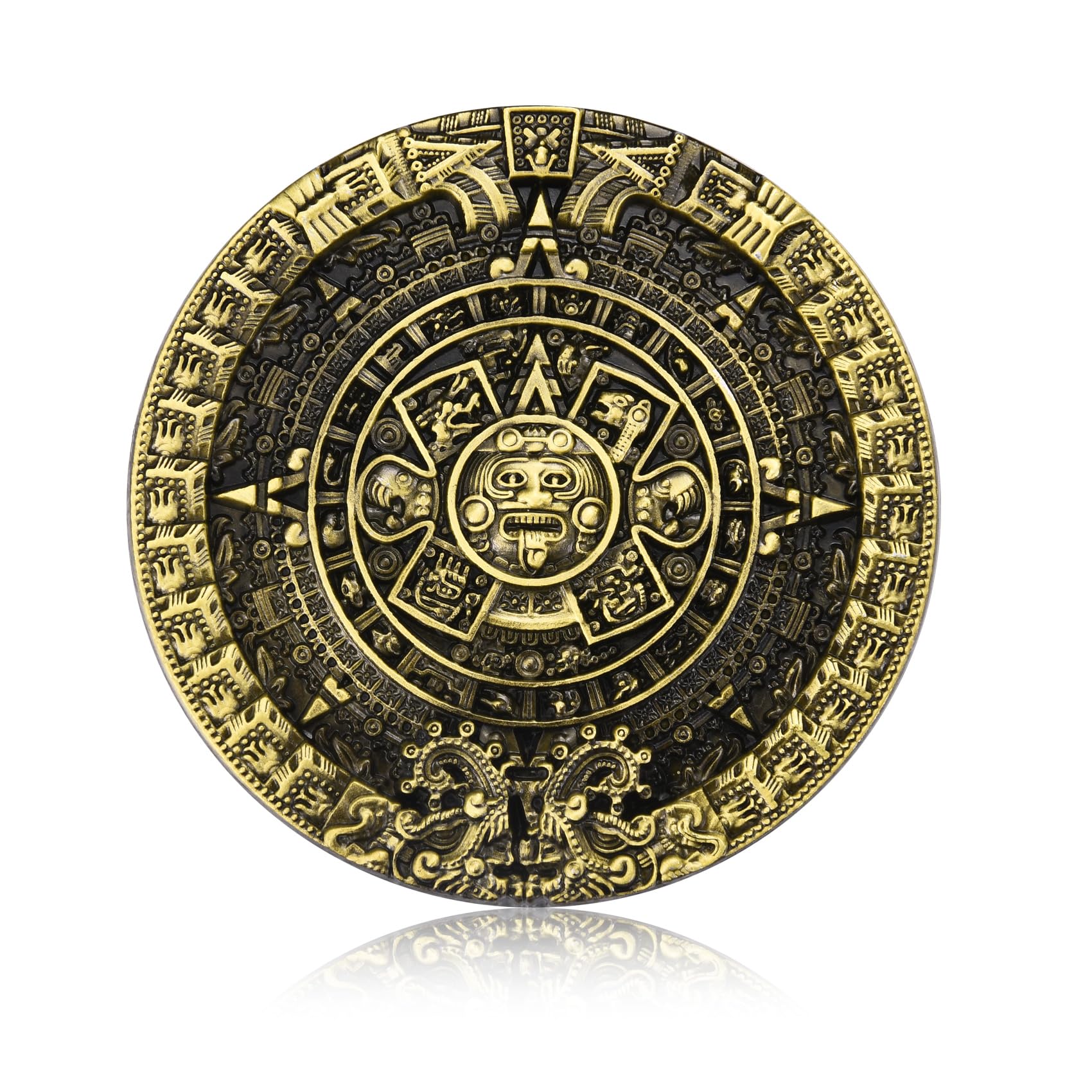 Western Retro Round Maya Solar Aztec Calendar Belt Buckles Men Women