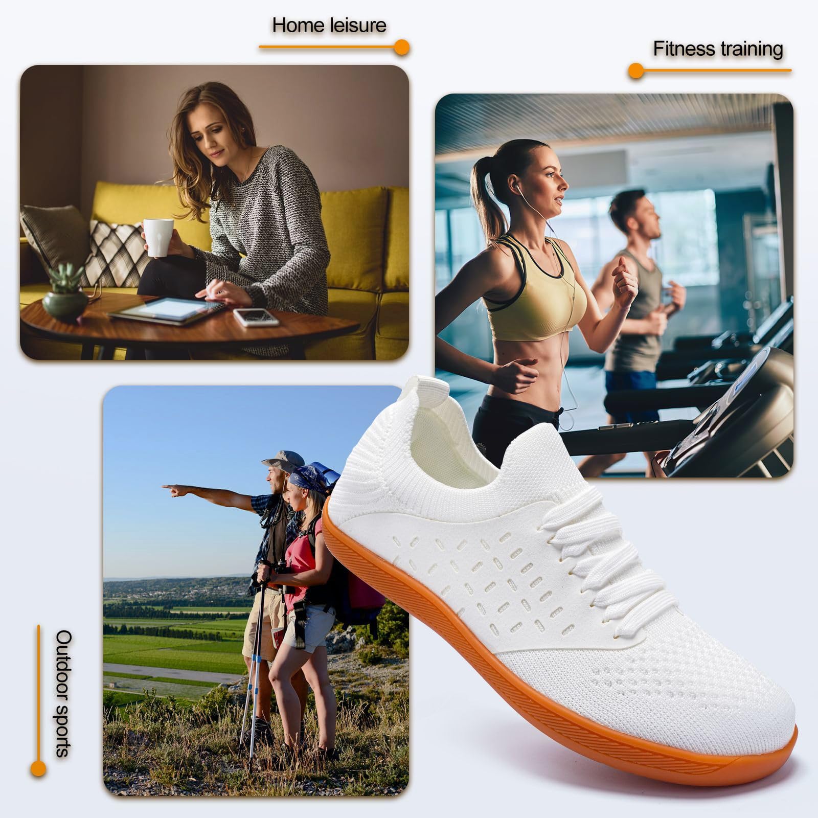 Scarpe da ginnastica a piedi nudi da donna, con punta larga, senza goccia, leggere e comode, casual