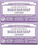 Dr. Bronner's Pure-Castile Magic Bar Soap - Made with Regenerative Organic Certified Oils - For Face, Body, Hair- Gentle on Sensitive Skin - Vegan Soap Bars for Men & Women - Lavender, 2 Pack, 5oz