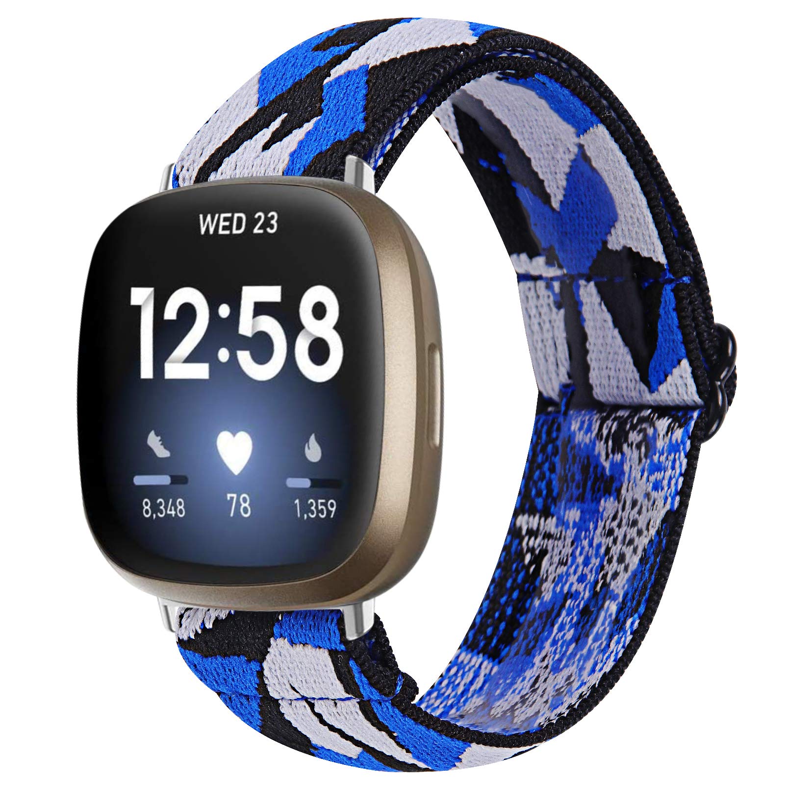 TRISTRAPS Nylon Watch Strap Compatible with Fitbit Versa 3/Sense Strap,Soft Elastic Breathable Replacement Sport Wristbands for Men/Women,18 Colours for Chosen (Camouflage)