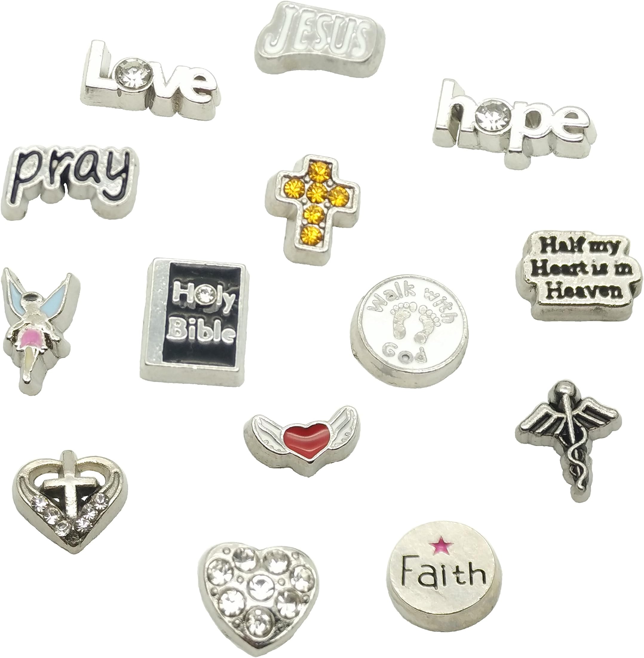 Dotiow Family Christian Religion Beach Fashion Lady Floating Charm for Living Memory Glass Floating Locket (Religion-Theme)