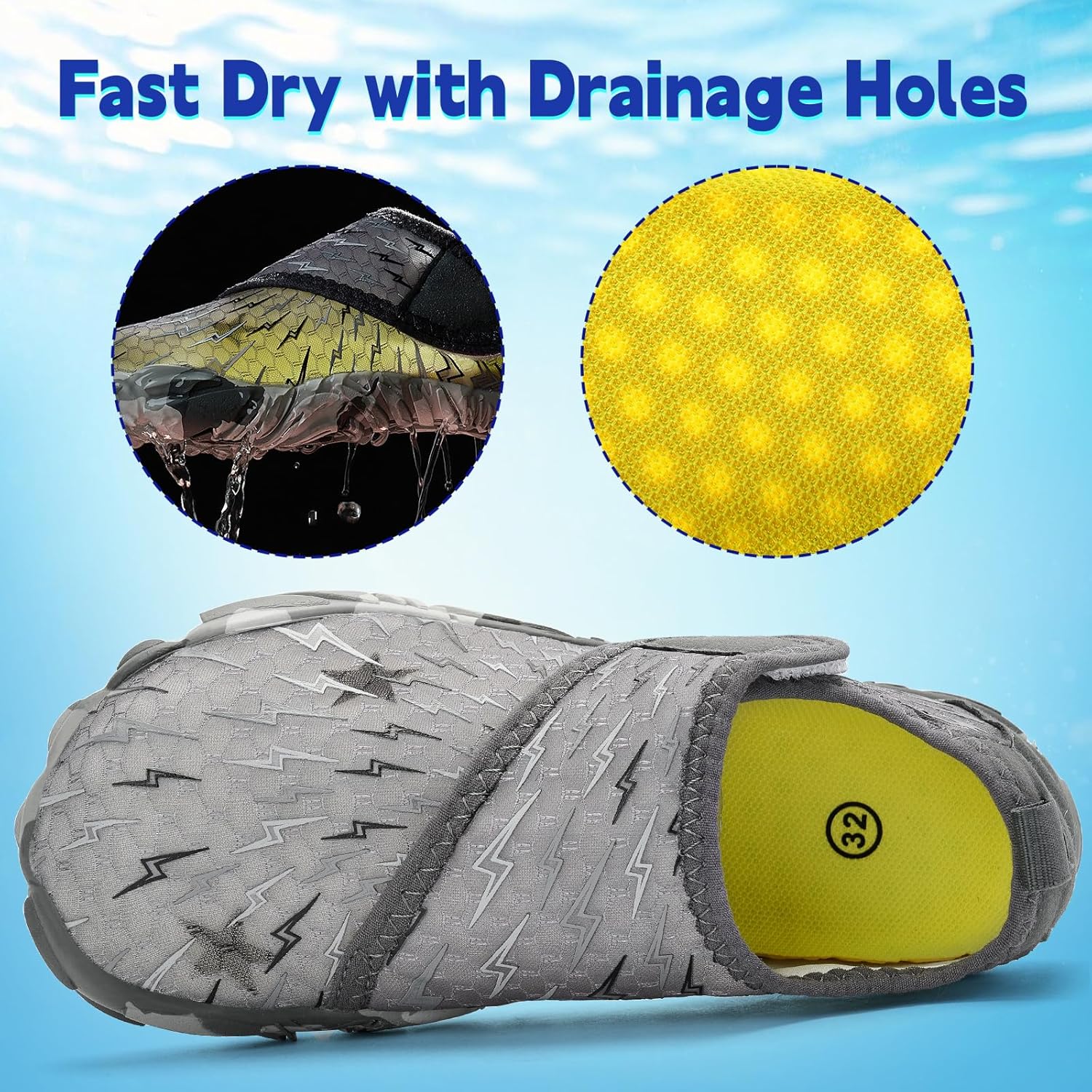 Kids Water Shoes Boys Girls - Wide Toe Box Quick Dry Barefoot Shoes Breathable Non Slip Aqua Athletic Sneakers for Swim Beach Pool Kayak Hiking Sand Walking Travel Essentials (Little Kid/Big Kid) - Image 4