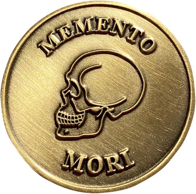 STOIC STORE UK Memento Mori Coin, Momento Mori Coin for Daily Stoic Practice, Marcus Aurelius Stoic Coin, Brass EDC Challenge Coin Stoic Medallion Bronze Plating, Memento Mori Medallion Stoic Coins
