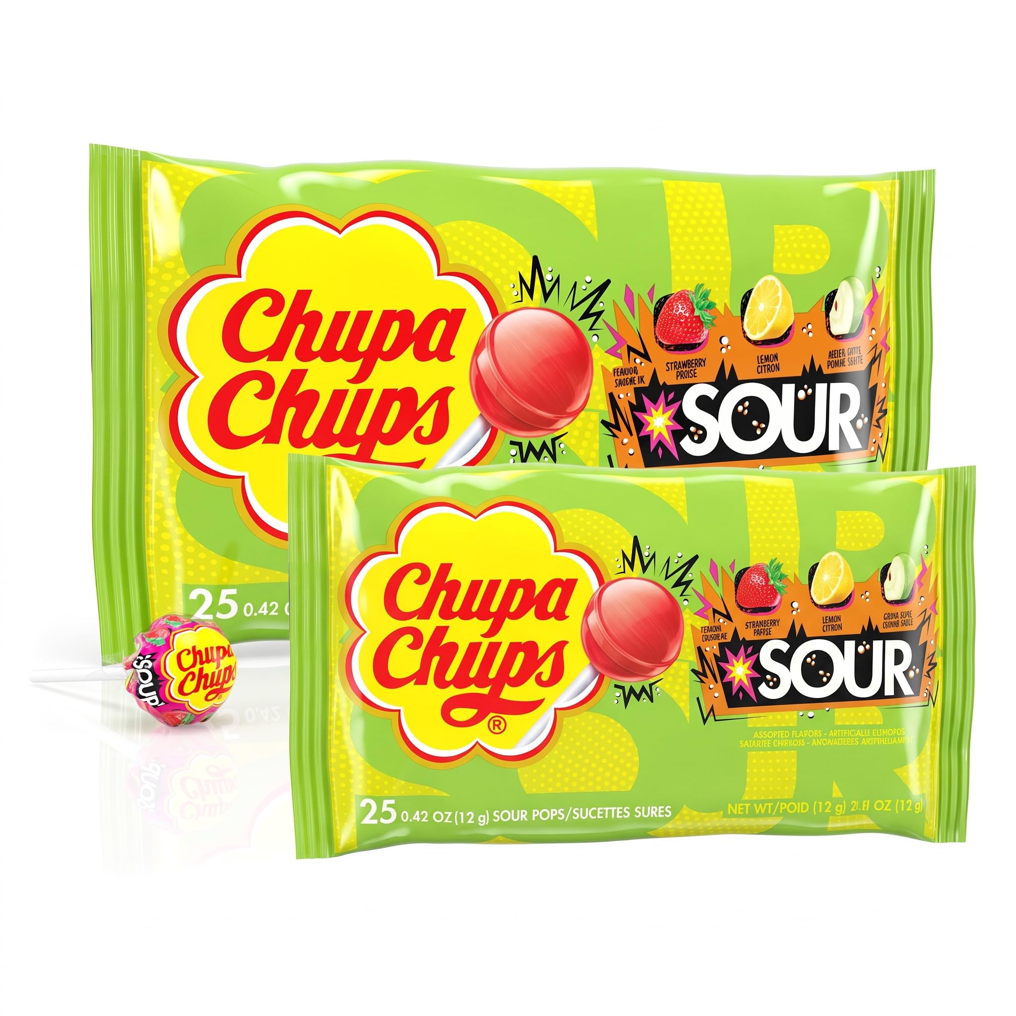 Amazon.com: Chupa Chups SOUR Lollipops, VarietyPack, Lemon