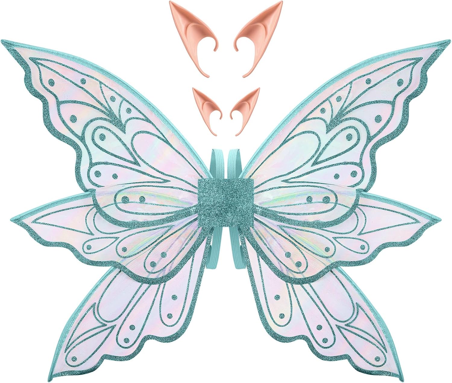 Sratte Fairy Wings with Elf Ears Butterfly Angel Wings for Women Adults Halloween Fairy Costume