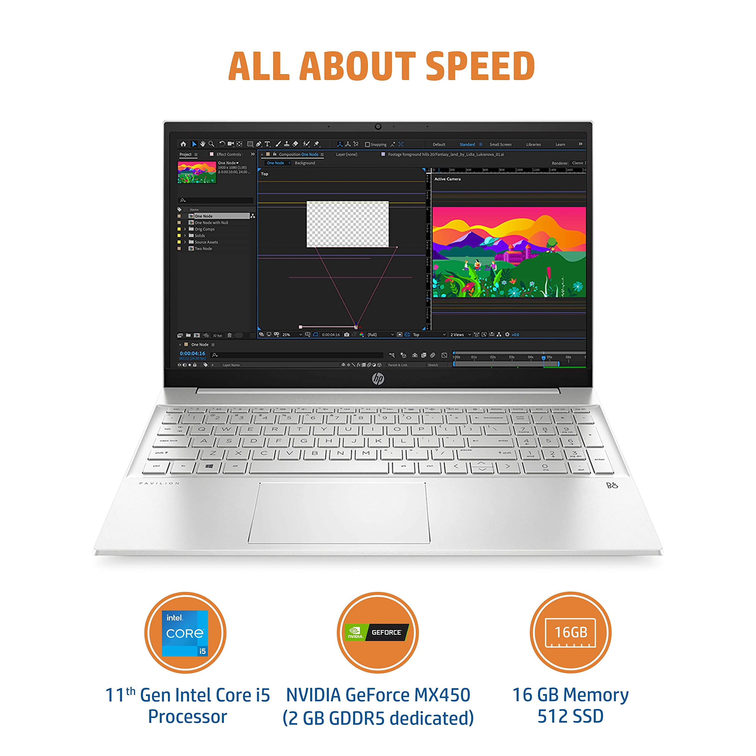 HP Pavilion 15-11th Gen Intel Core i5-16GB RAM/512GB SSD 15.6 inch