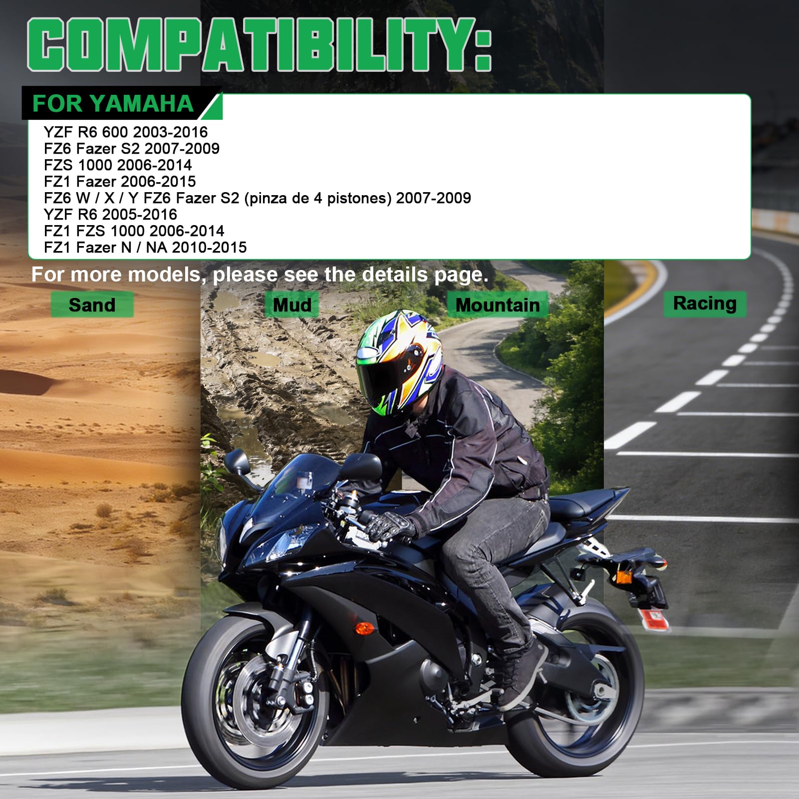 Pastiglie Freno Anteriore e Posteriore per Ymh YZF R6 600 03-16 FZ6 Fazer S2 07-09 FZS 1000 06-14 FZ1 Fazer 06-15 FZ8 Fazer 8 11-15 MT10 MT09 MT850 Tracer XSR900 16-18