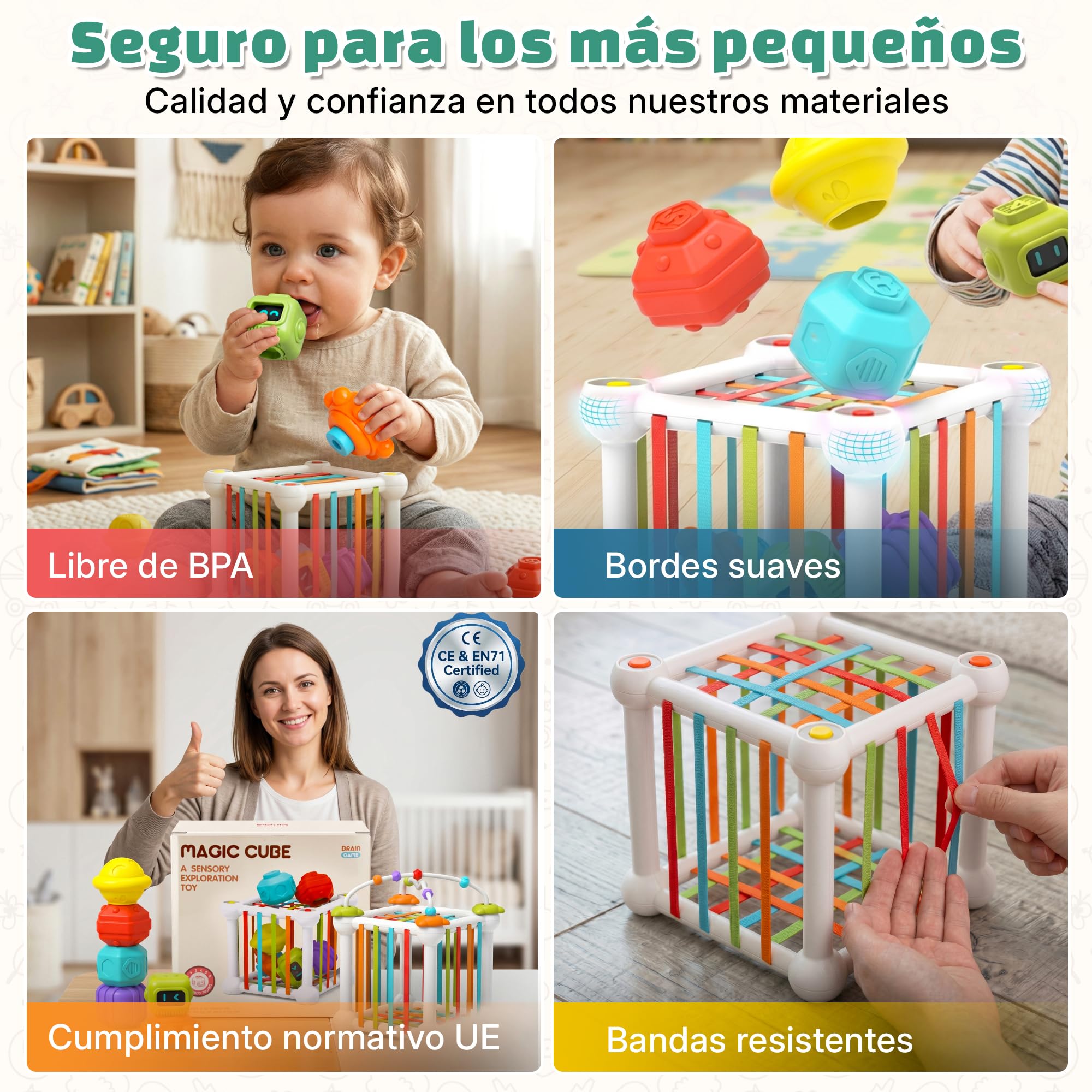 Cubo Sensorial Montessori 4 en 1 para Bebé 12 a 36 Meses Juguete Educativo Progresivo con Acompañamiento Profesora Montessori Española | Motricidad Fina Habilidades Motoras Regalo Niño Niña 1 2 3 Años — view 8