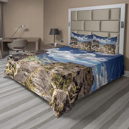 Ambesonne Venezuela Sheet Set, View from The Plateau of Roraima on The Gran Sabana, Fitted and Flat Sheet with Pillowcases Bedding Accent 4 Piece