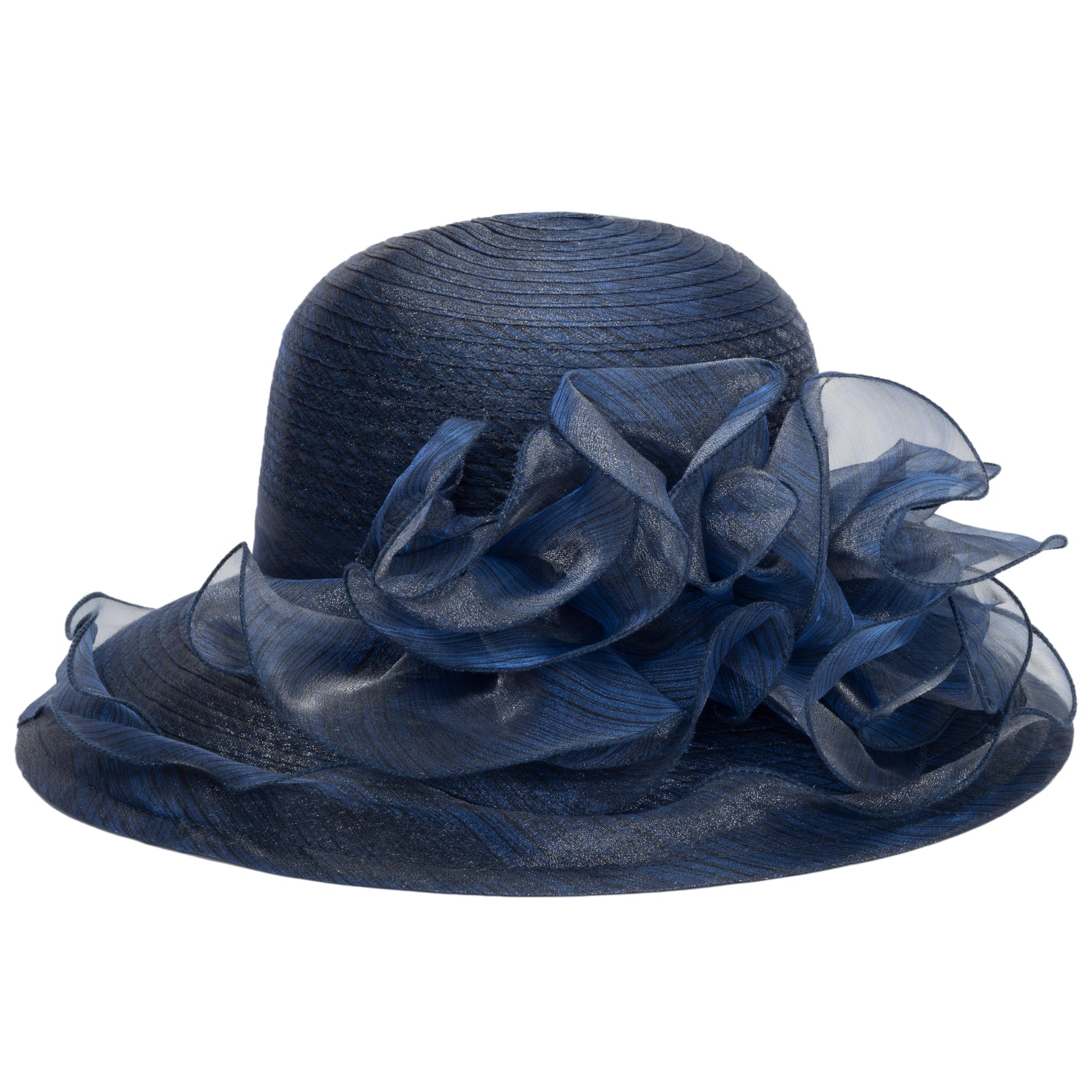 Kentucky Chapeau Derby en organza pour femme – Mariage, église, thé, fête, large bord, chapeau de soleil d'été