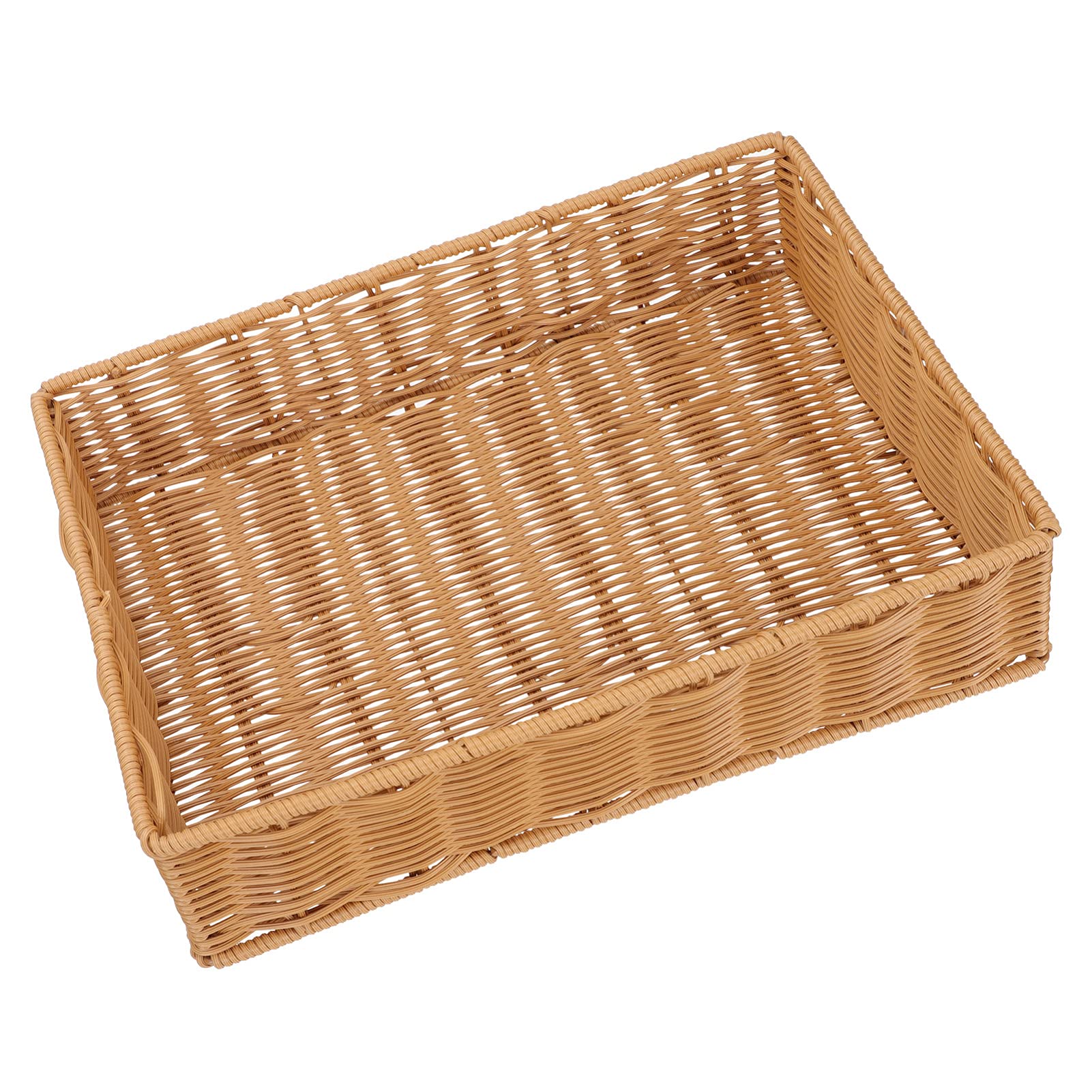 – Tomaibaby Rattan Storage Basket, 15inch/37cm Rectangular Woven Wicker Basket Serving, Bread s for Table Kitchen Family Restaurant Supermarket Bakery (Brown)