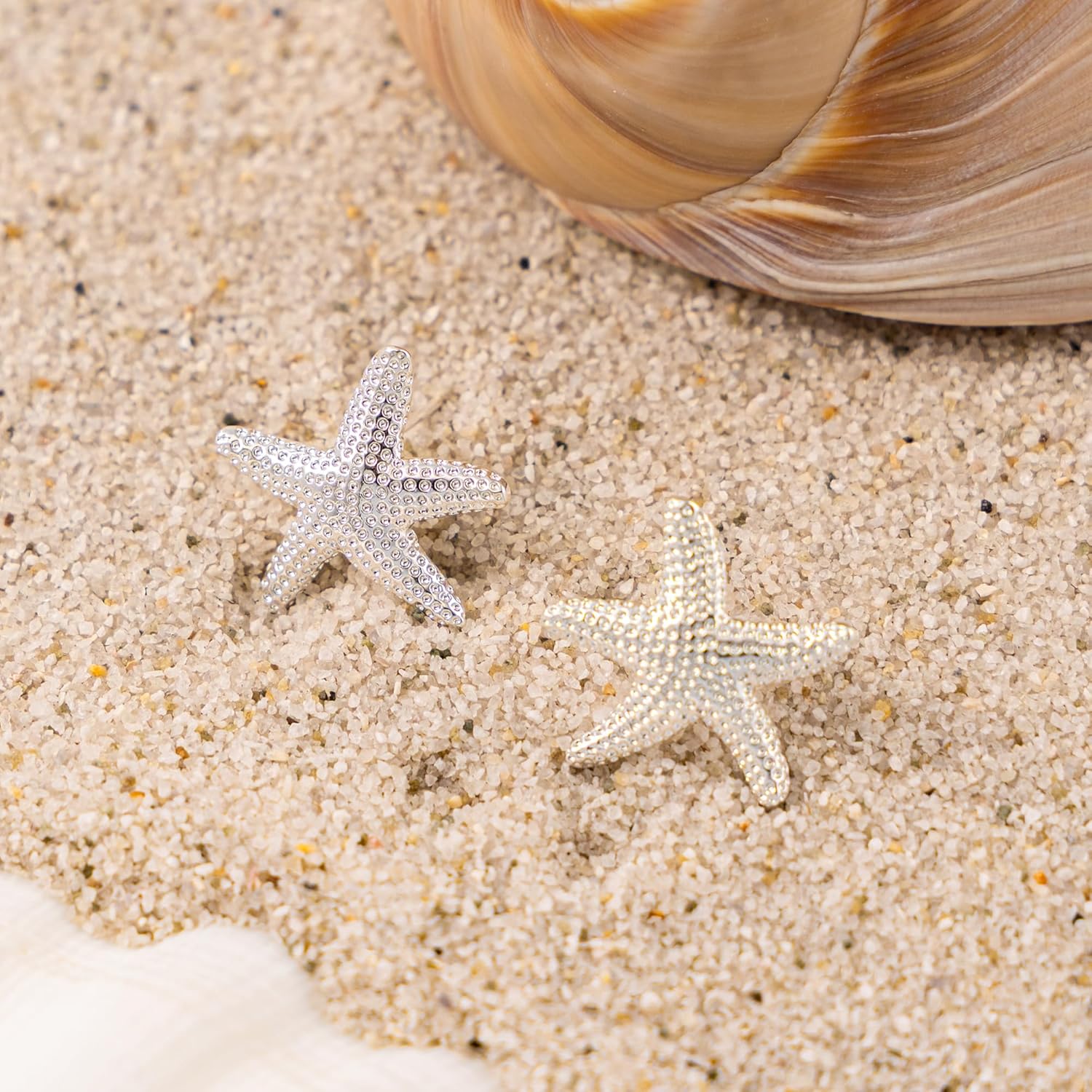 Gold Earrings for Women - 2 Pairs/1 Pairs 14K Gold/Silver Plated Small Shell, Starfish, Turtle, Seahorse, Octopus, Cicada Stud Earrings Set Summer Beachy Jewelry for Women Gifts - Image 4