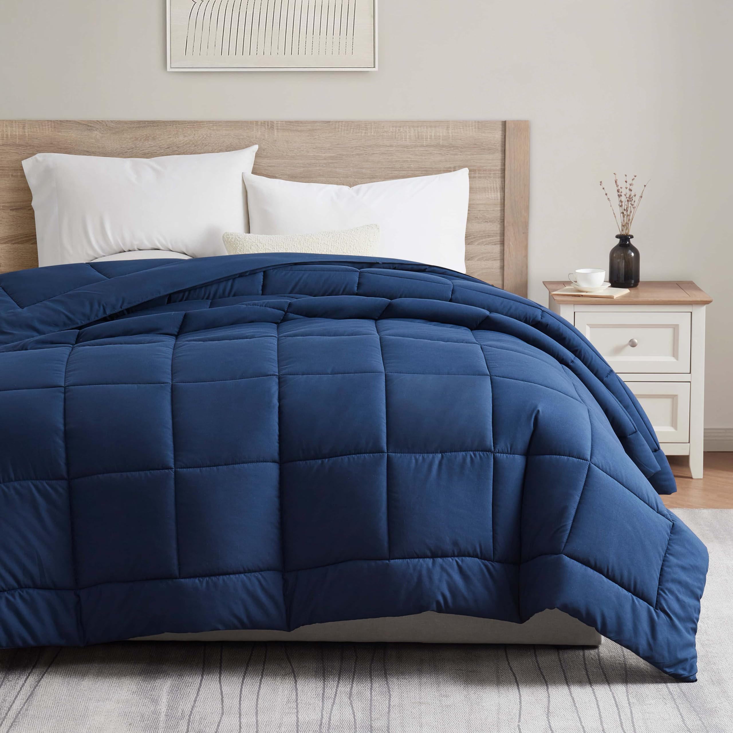 Comforter Duvet Insert, Quilted Down Alternative Comforter Twin XL Size, All Season Navy Comforter Twin XL Duvet Inserts, Twin XL Size Comforter with Corner Tabs, Twin XL Bed Comforter-image-36