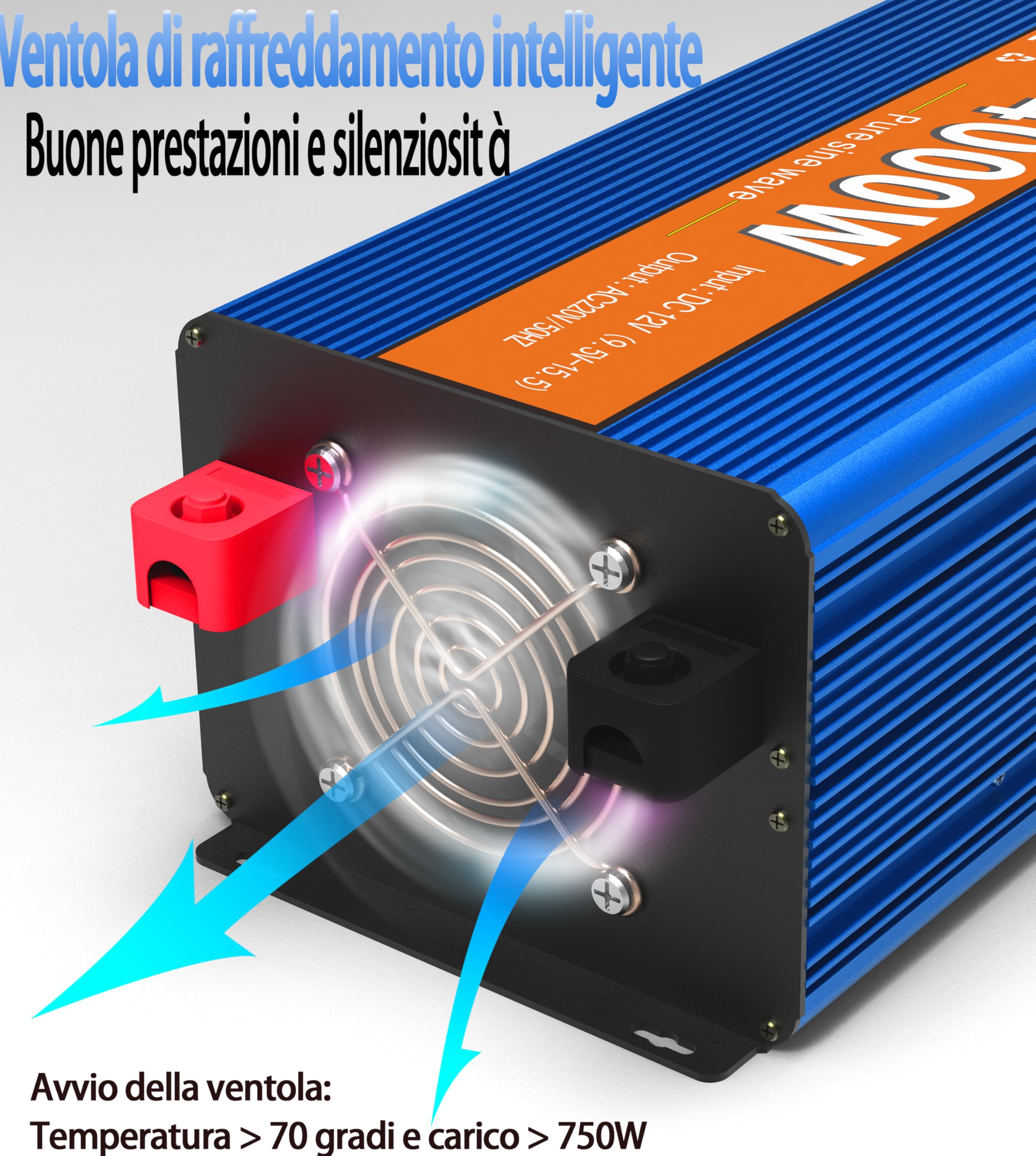Convertisseur Pur Sinus 4000W (Pic 8000W) 12V 220V 230V, onduleur Solaire avec 2 écrans LCD, 2 Prises CA, convertisseur de Tension pour véhicules, Voiture Solaire, Camping-Car, appareils ménagers
