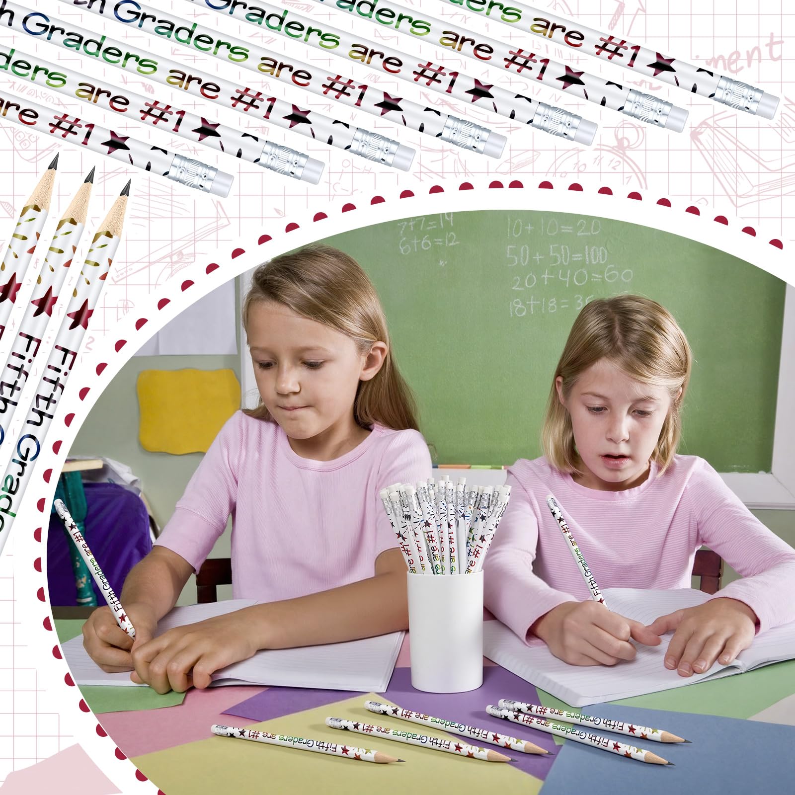 Tenceur 48 matite motivazionali di quinta elementare con gomme con forniture per il rientro a scuola per bambini, studenti, insegnanti, ricompensa in classe