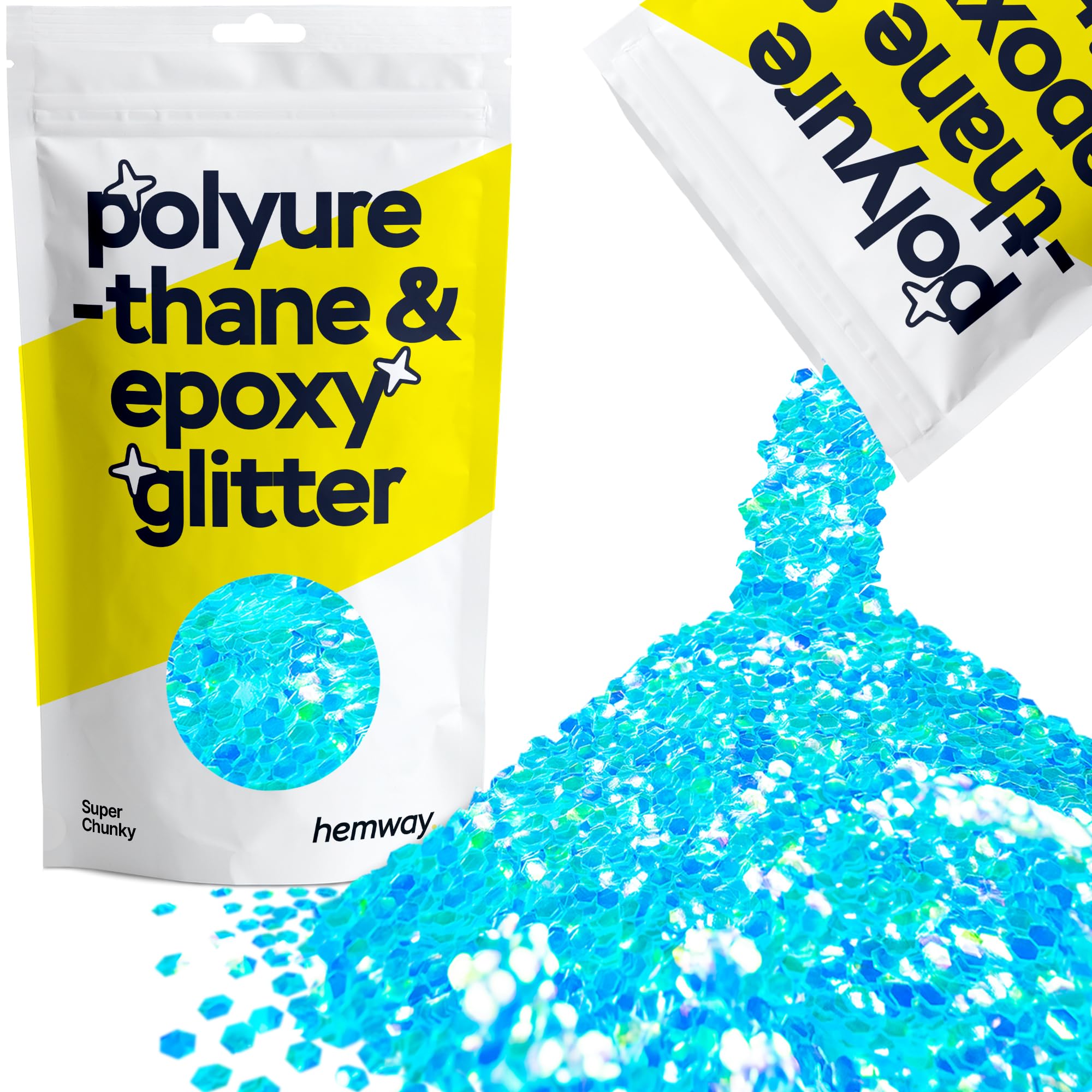 Hemway Resin Glitter Baby Blue Iridescent 100g Super Chunky
