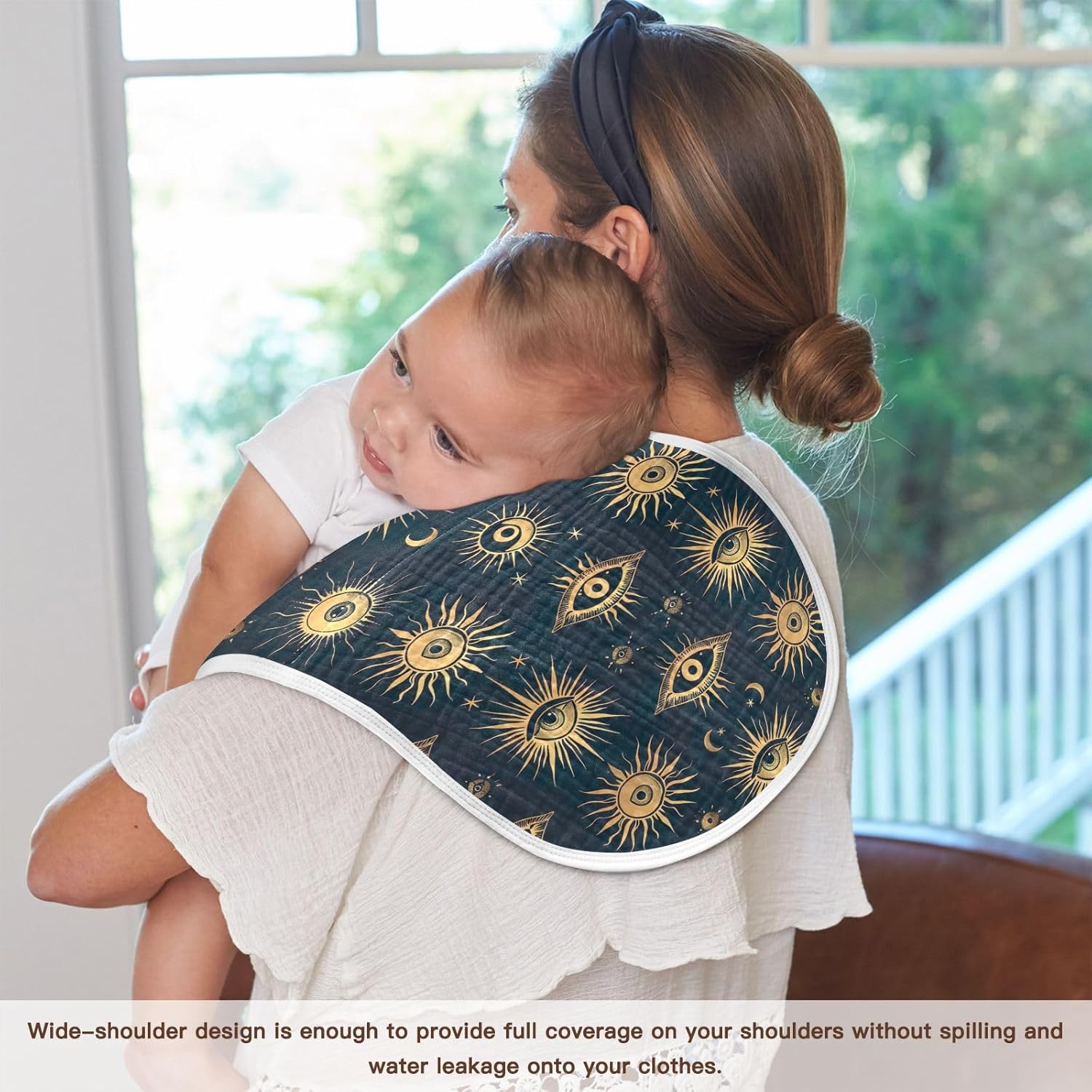 Magic Eyes Muslin Baby Burp Cloths Feeding Cloths Face Towel Soft and Absorbent Bibs for Newborn Boys Girl- 4 Pack