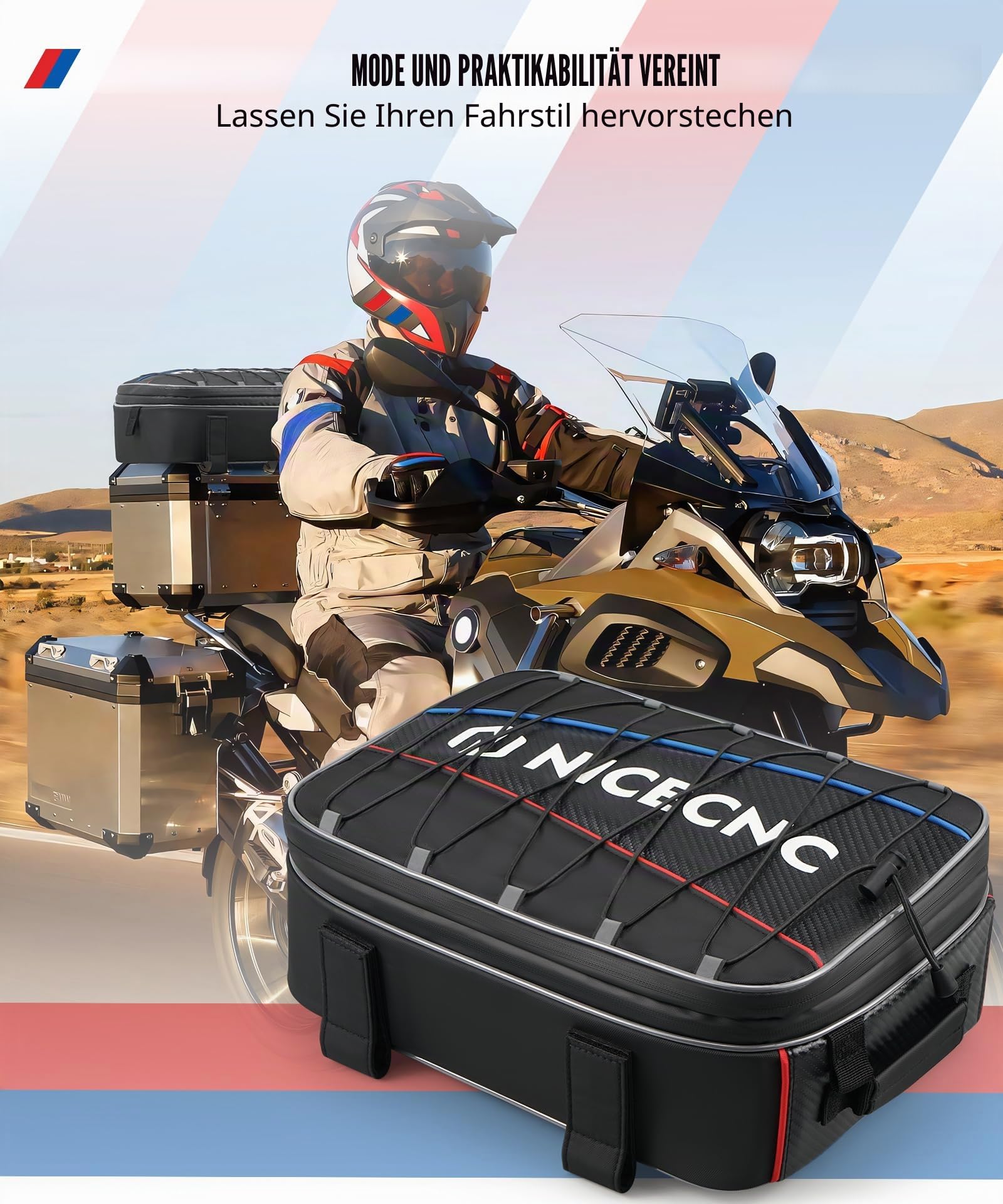 NICECNC Motorrad Top Case Tasche 20L Erweiterbar, Multifunktionale MotorradgepäCk Werkzeugtasche Compatible with BMW R1250gs R1200gs Adventure 2007-2013, R1200gs LC 2013-2017, F650 700 750 800 850gs