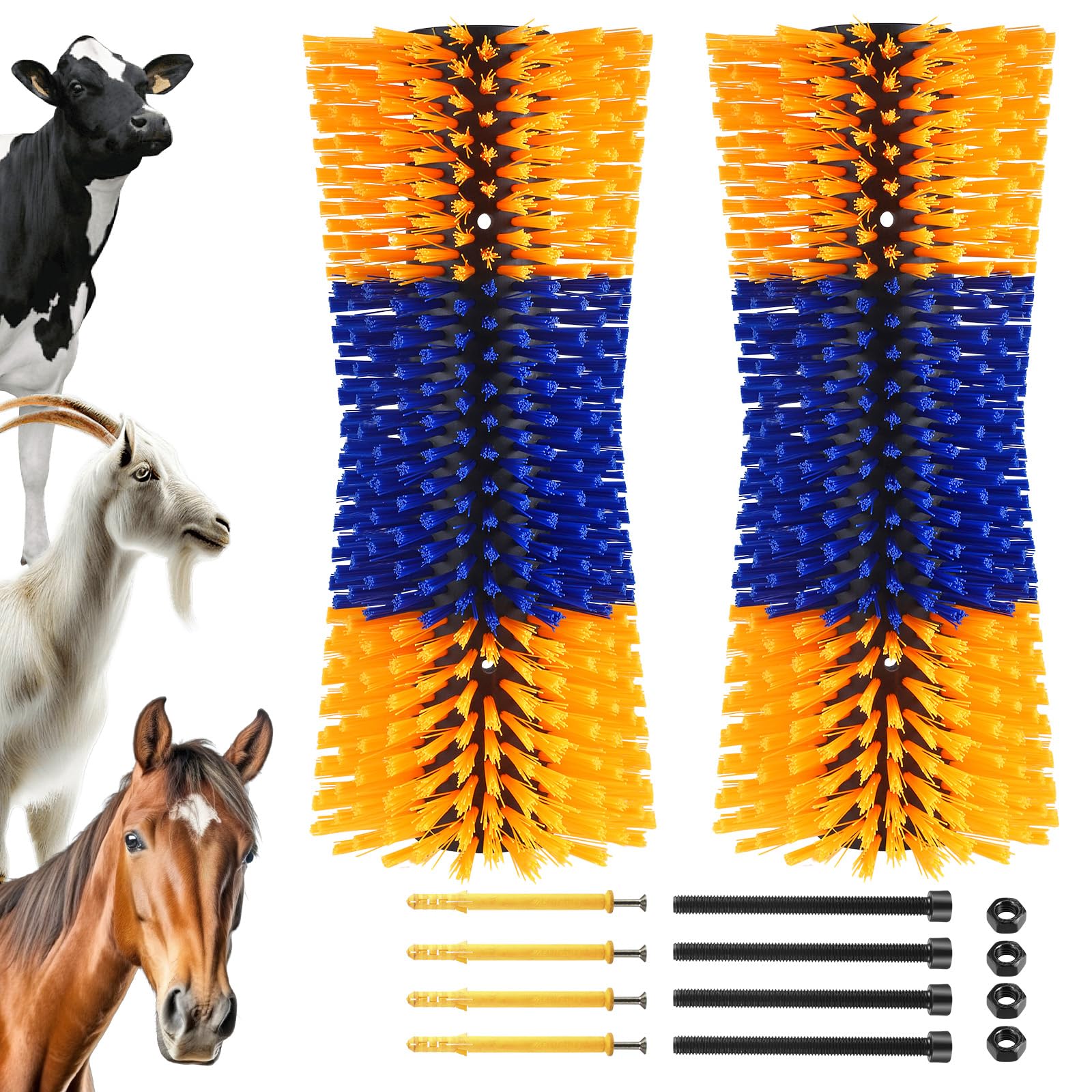 2Pcs Cepillo Rascador Caballo, Cepillo para Vacas, Diseño curvo que se adapta a la forma del cuerpo de vacas y caballos, Cepillo de Masaje para Aliviar la Picazón en Mascotas como Vacas y Ovejas