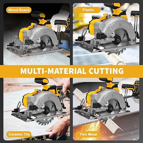 Miniatura 7 de Sierra circular inalámbrica de 5 pulgadas para batería Dewalt de 20 V (sin batería), sierra de madera eléctrica con motor sin escobillas, bisel de