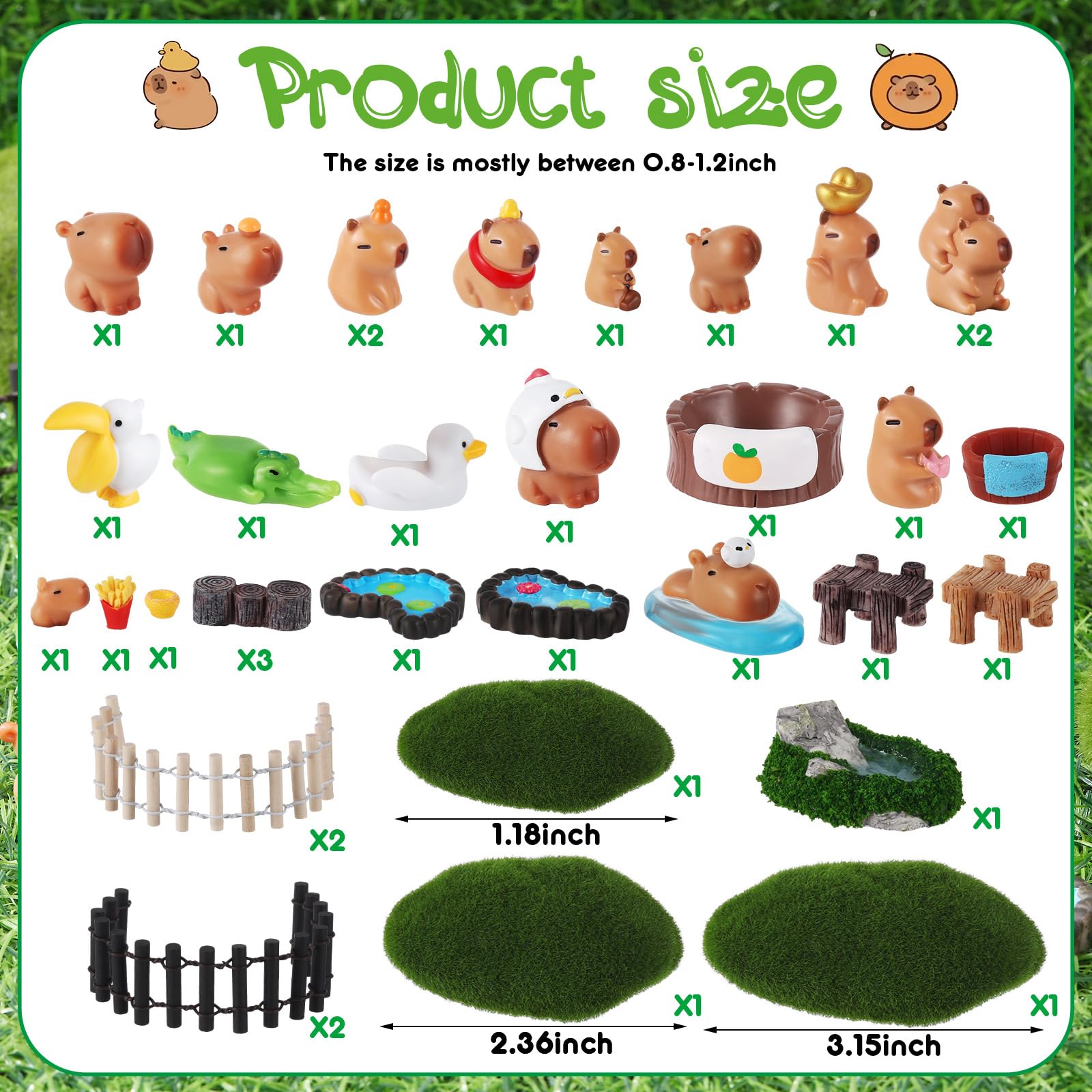 Cake Topper Animal Figures Capybaras Figures, Mini Capybaras Fairy ...