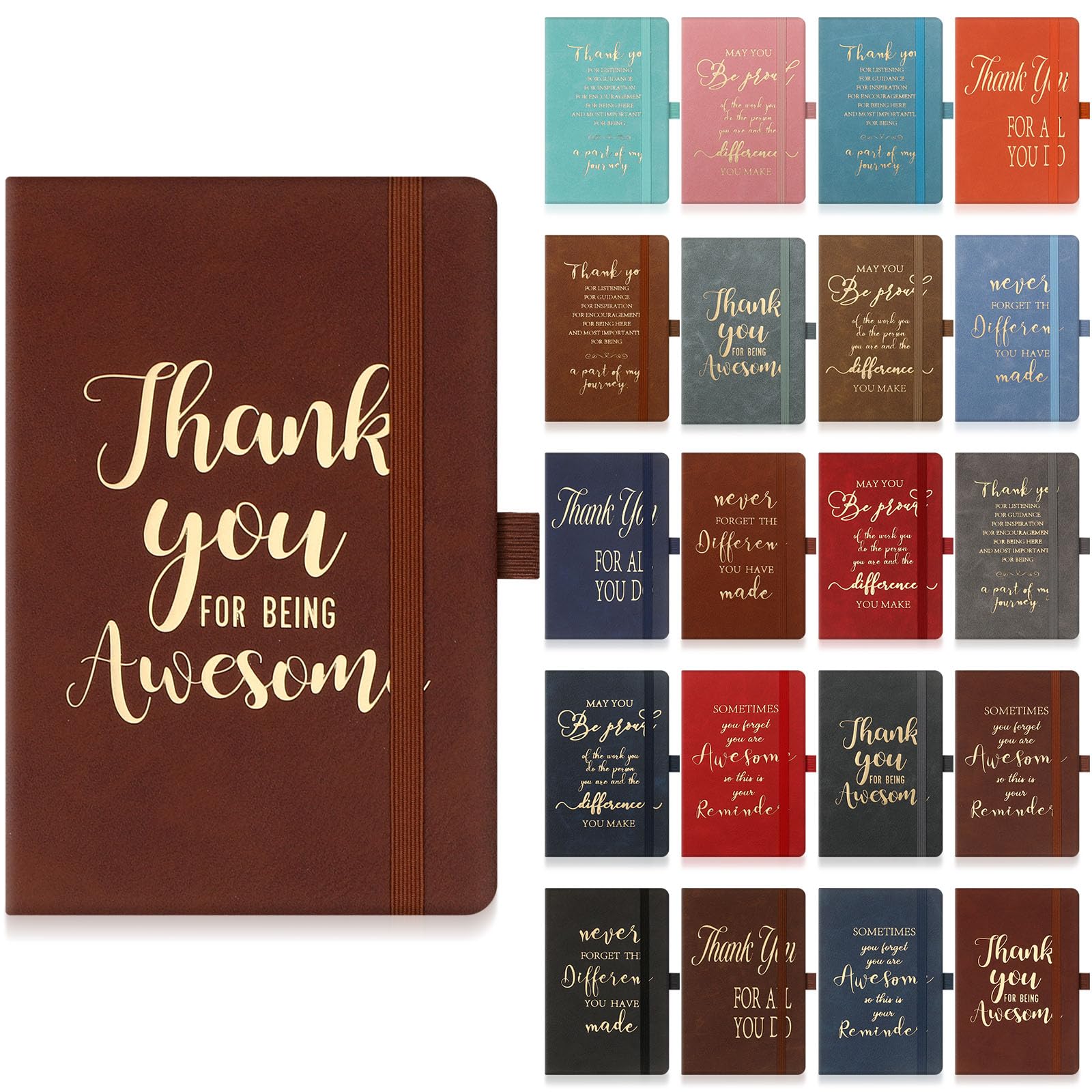 20 Stück Dankeschön-Geschenke, Leder-Tagebuch, Notizbuch, Großpackung Mitarbeiter, Wertschätzung, Geschenke, Kollegen, Abschiedsgeschenke, inspirierende Notizbücher für Männer, Frauen, Lehrer,